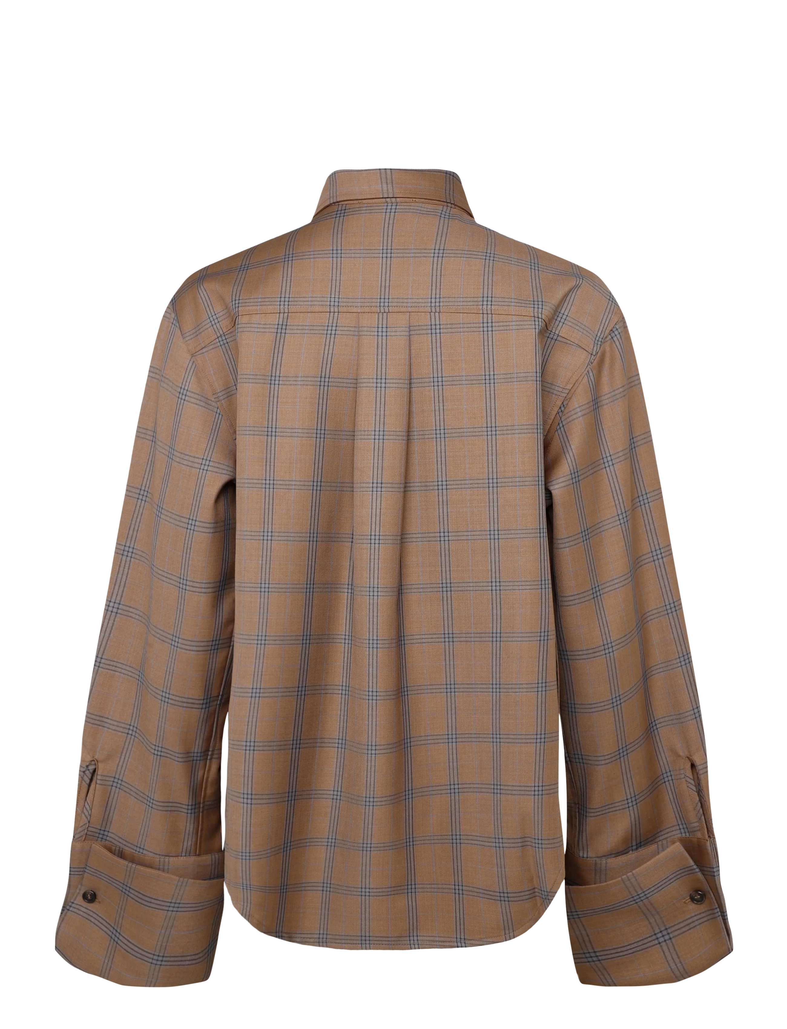 Malina - Allison Checkered Cufflink Shirt - langärmlige hemden - camel checks - 2