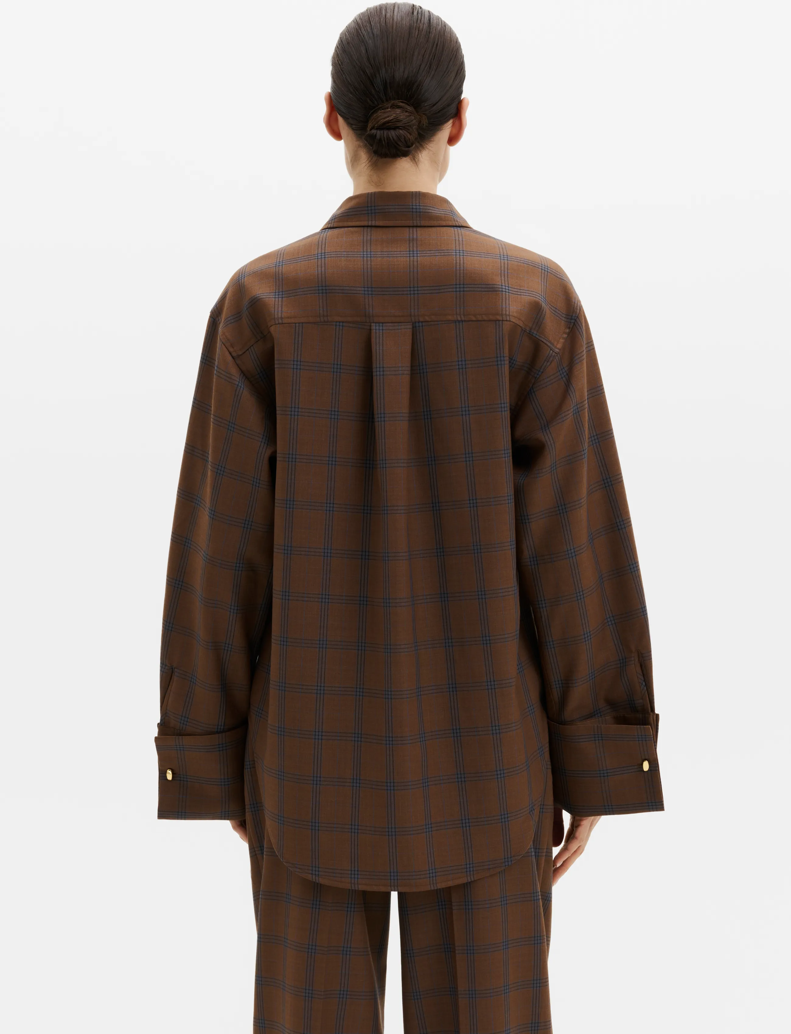 Malina - Allison Checkered Cufflink Shirt - langärmlige hemden - camel checks - 2