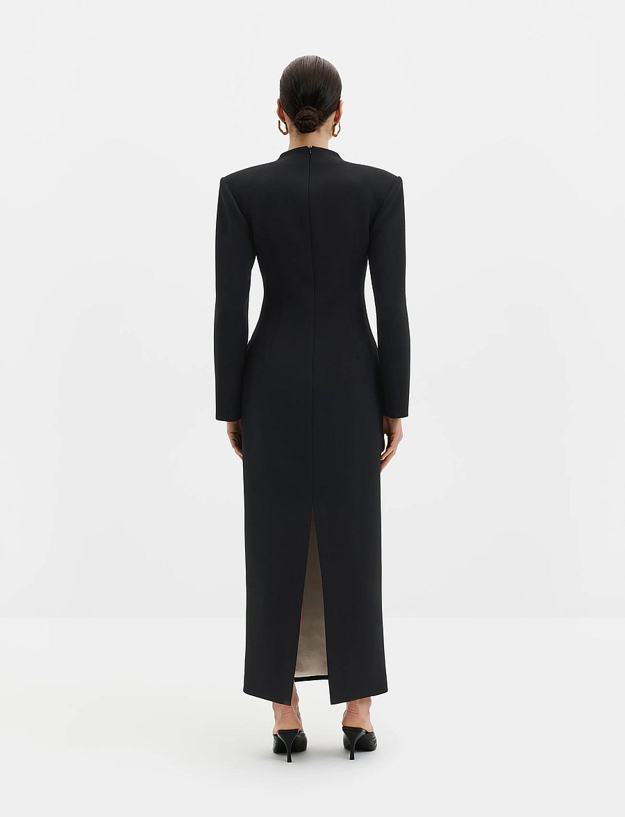 Malina - Vanesa Deep V-Neck Maxi Dress - aftonklänningar - black - 2