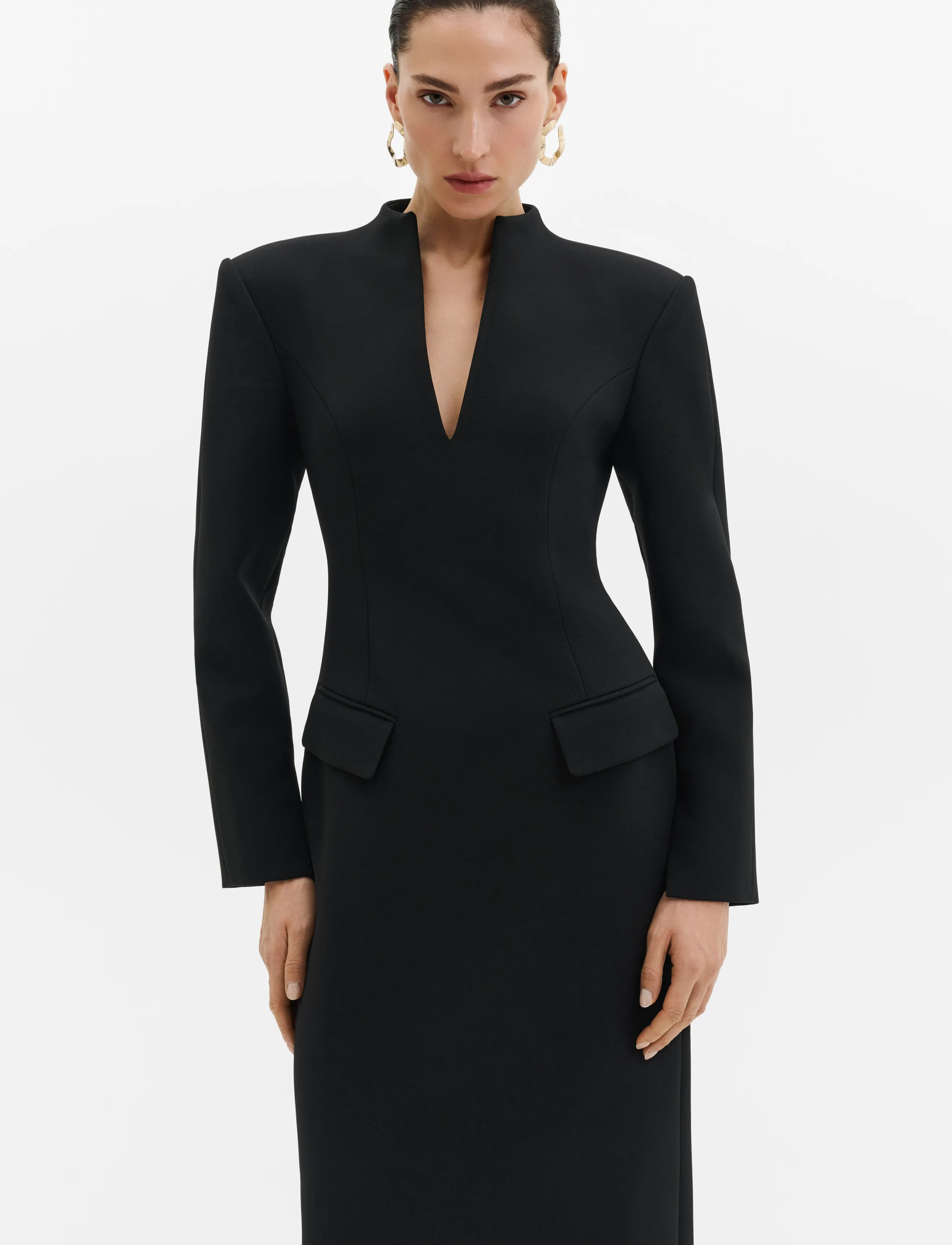 Malina - Vanesa Deep V-Neck Maxi Dress - Õhtukleidid - black - 3