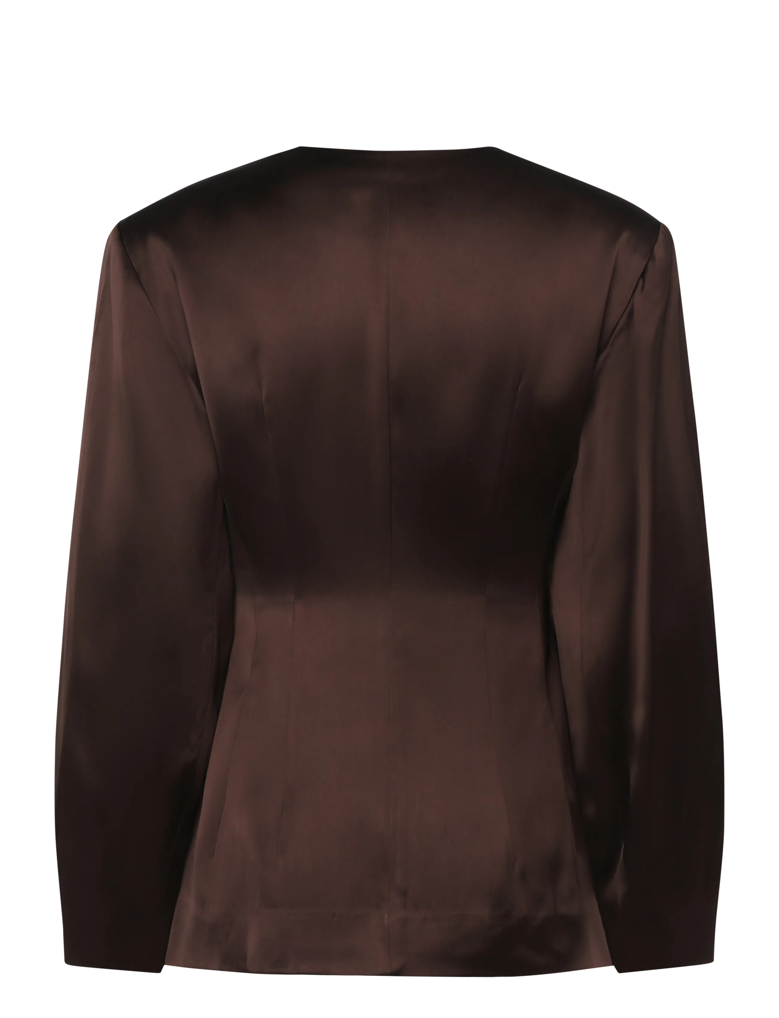 Malina - Emelia Barrel Sleeve Satin Blazer - einreihige blazer - dark brown - 2