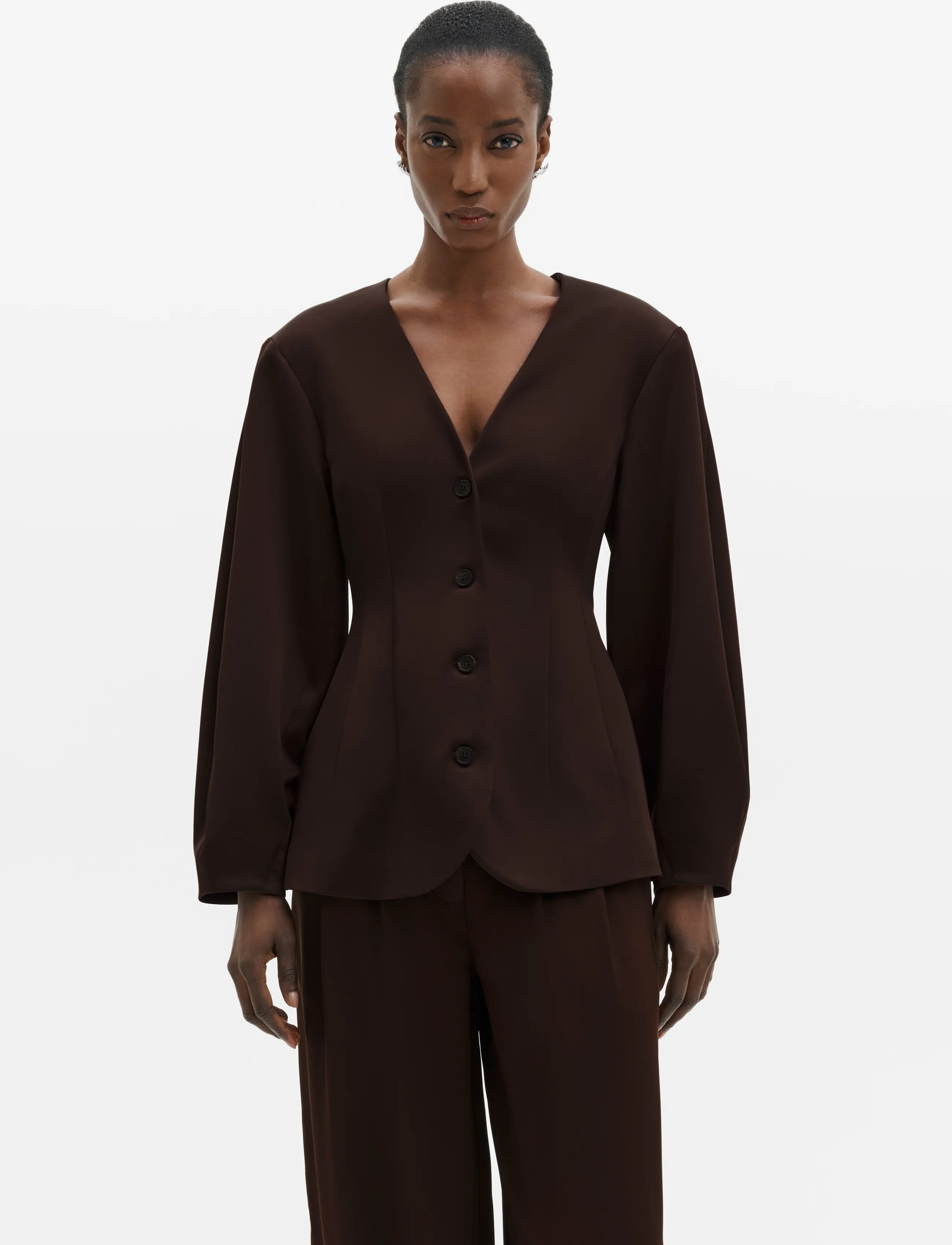 Emelia Barrel Sleeve Satin Blazer