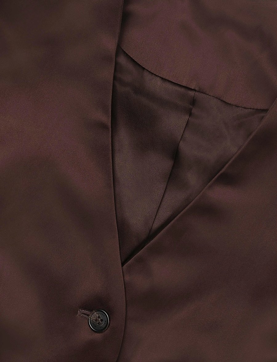 Malina - Emelia Barrel Sleeve Satin Blazer - einreihige blazer - dark brown - 5