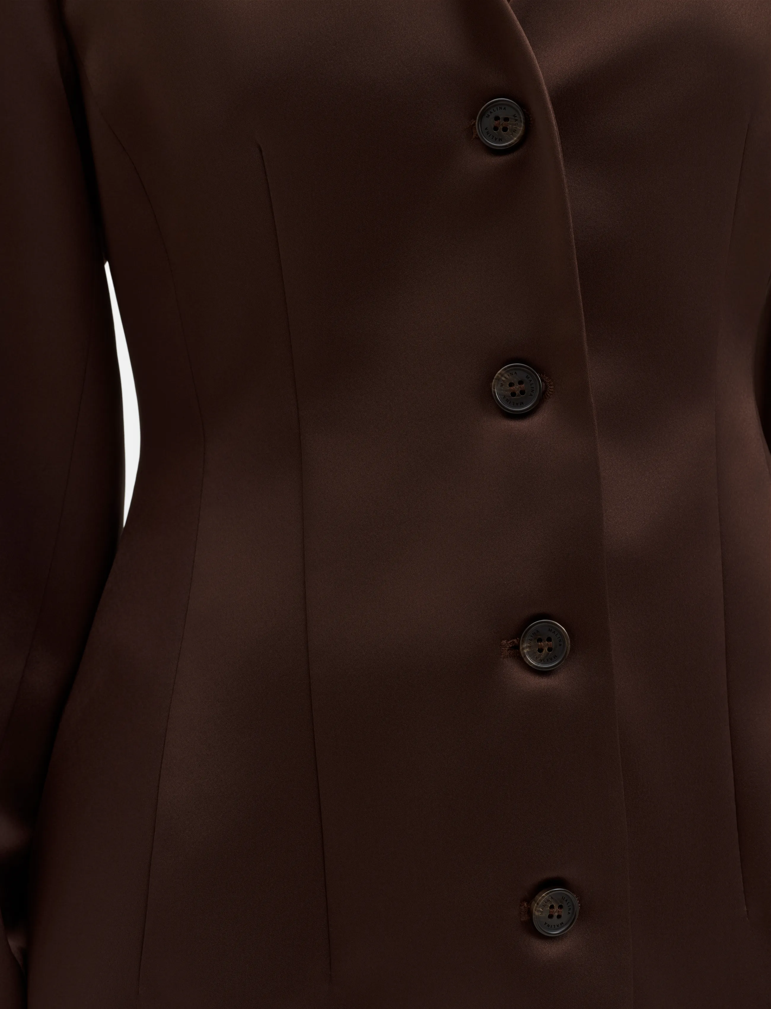 Malina - Emelia Barrel Sleeve Satin Blazer - Üherealised pintsakud - dark brown - 4
