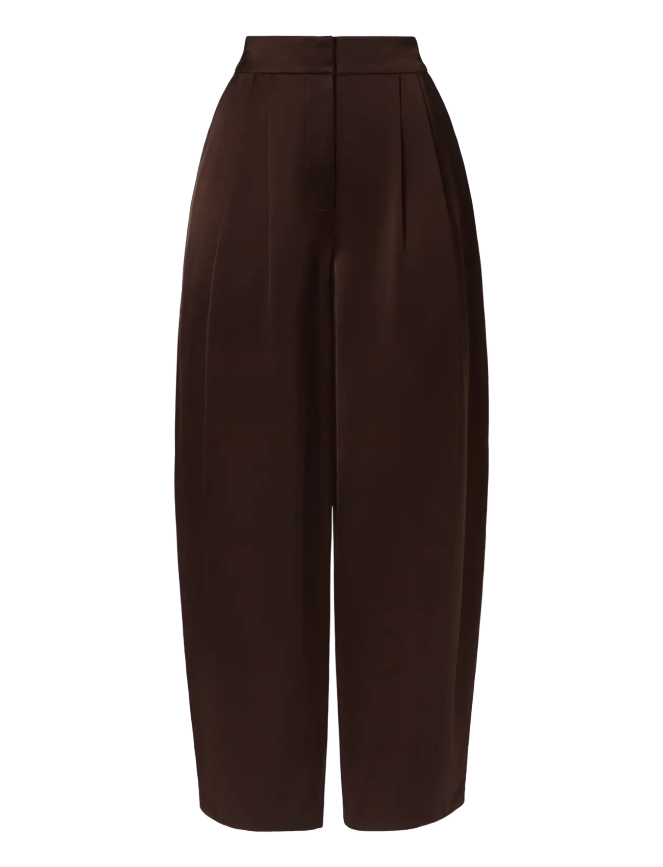 Malina - Smilla Barrel Leg Satin Trousers - barrelbyxor - dark brown - 1
