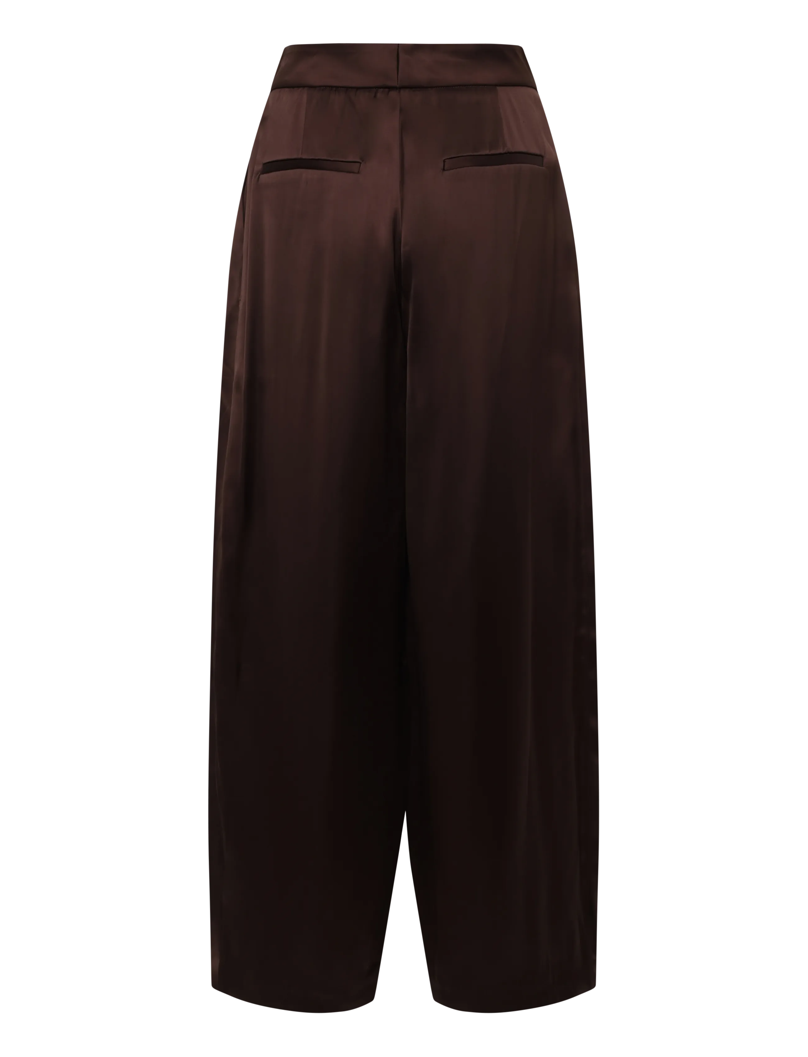 Malina - Smilla Barrel Leg Satin Trousers - hosen mit geradem bein - dark brown - 2