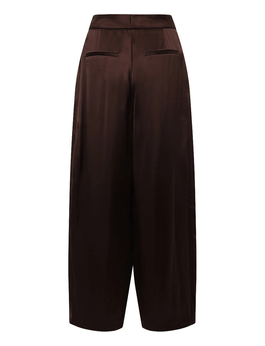 Malina - Smilla Barrel Leg Satin Trousers - hosen mit geradem bein - dark brown - 2