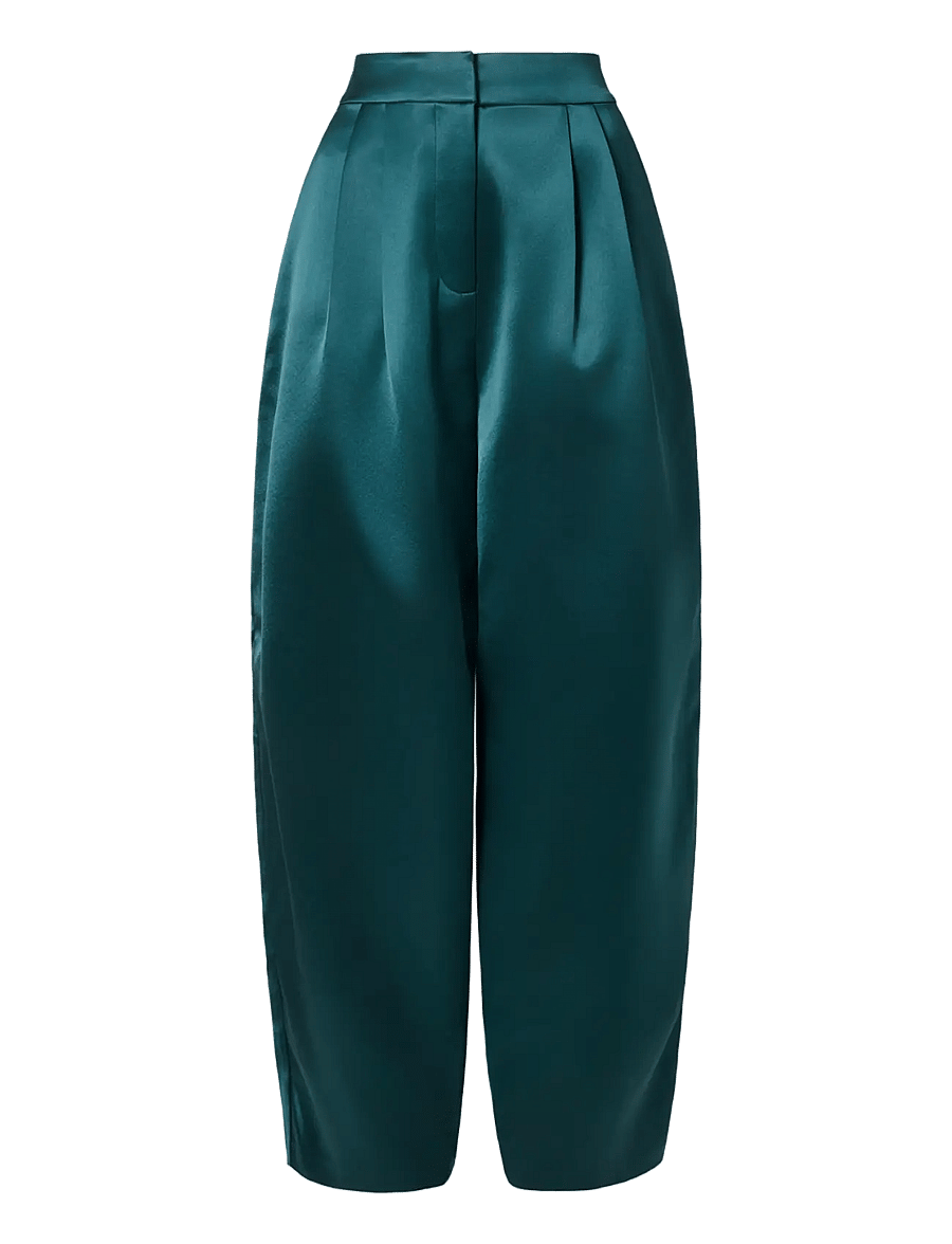 Malina - Smilla Barrel Leg Satin Trousers - barrelbyxor - teal - 1