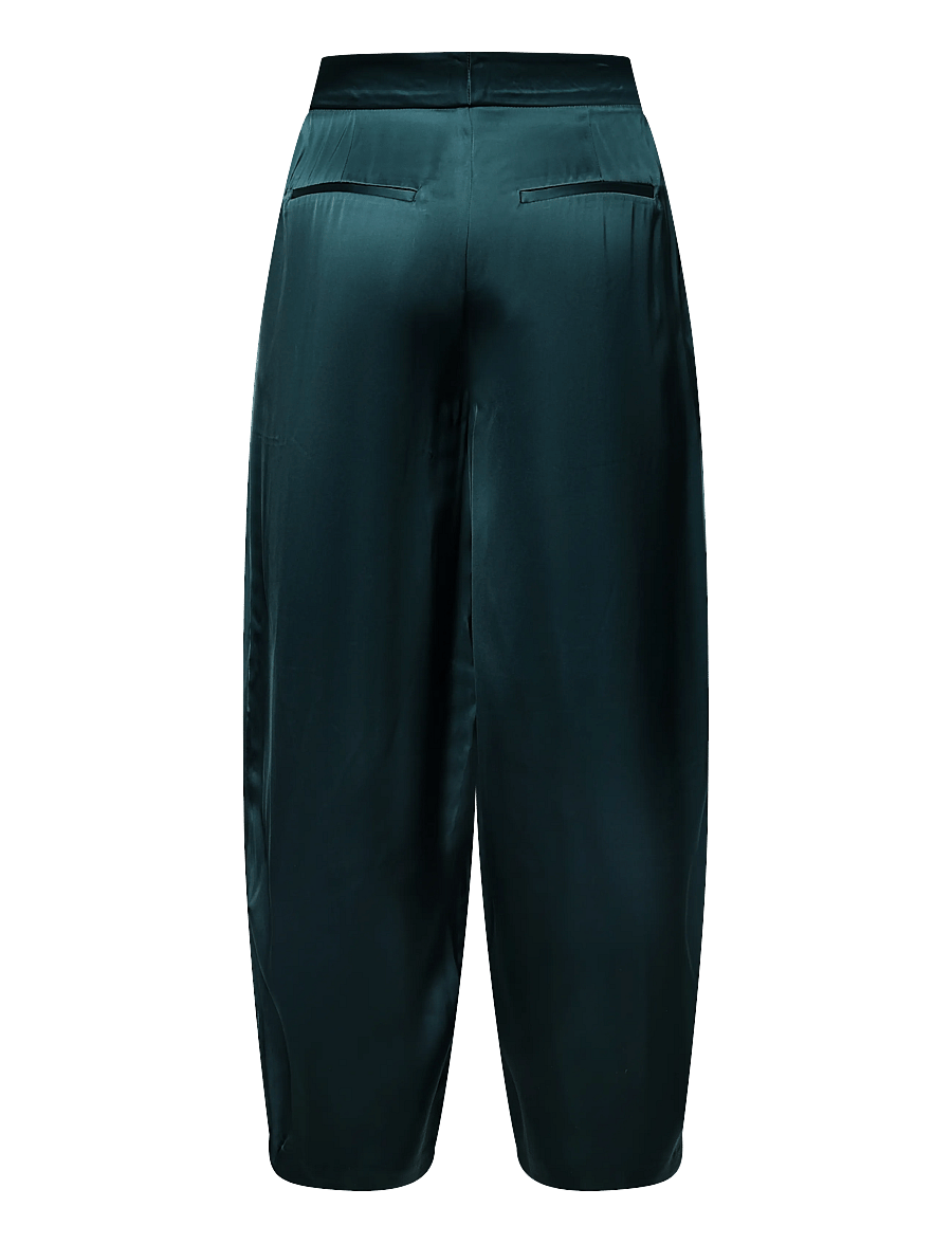 Malina - Smilla Barrel Leg Satin Trousers - hosen mit geradem bein - teal - 2