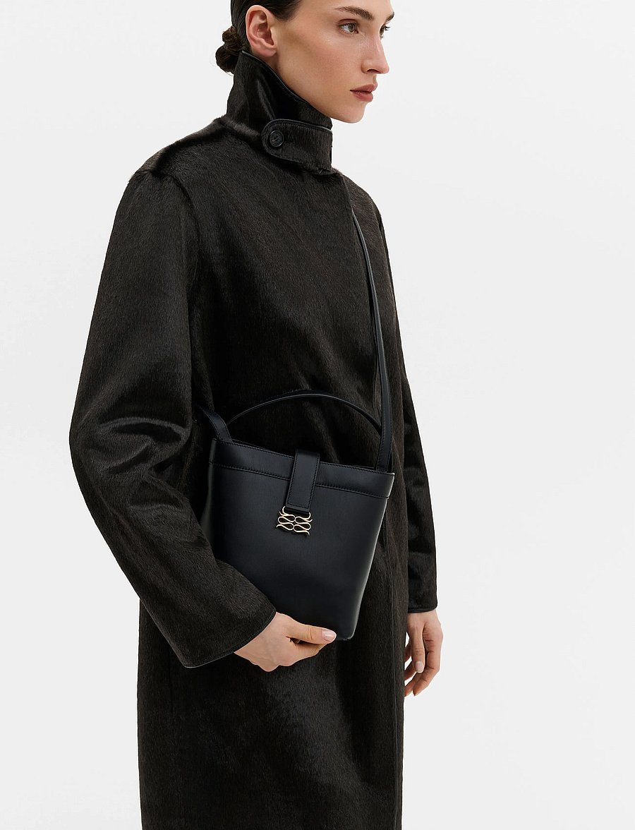 Malina - Monogram Leather Bucket Bag - besondere anlässe - black - 3