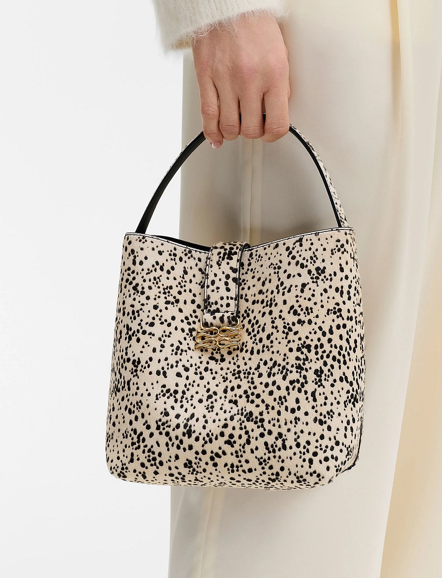 Malina - Monogram Leather Bucket Bag - besondere anlässe - shaded dot - 2
