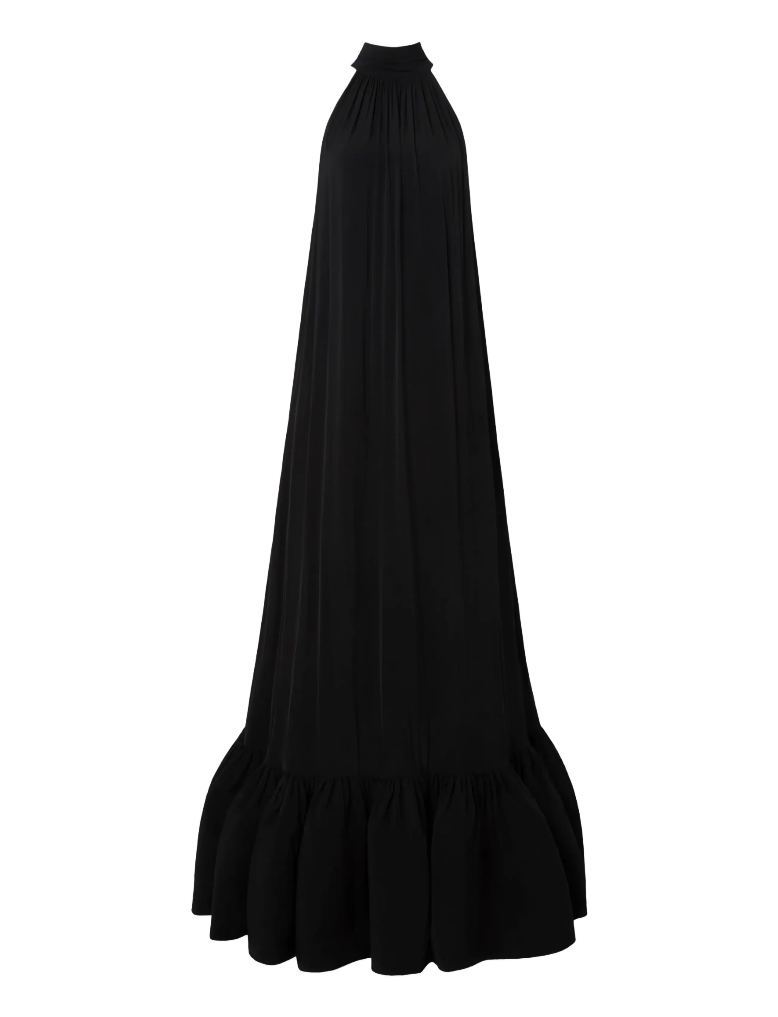 Malina - Lykke Halterneck Ruffled Maxi Dress - sommarklänningar - black - 1
