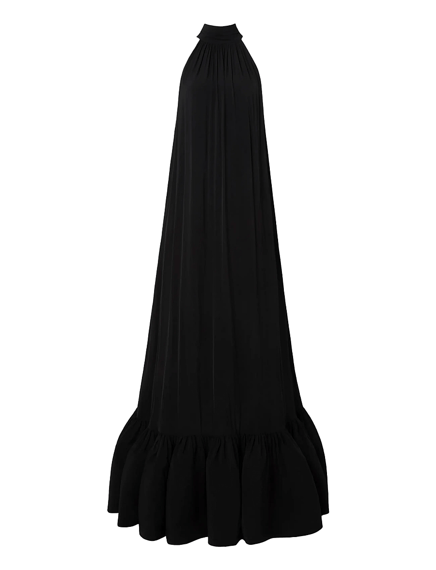 Malina - Lykke Halterneck Ruffled Maxi Dress - sommerkleider - black - 1