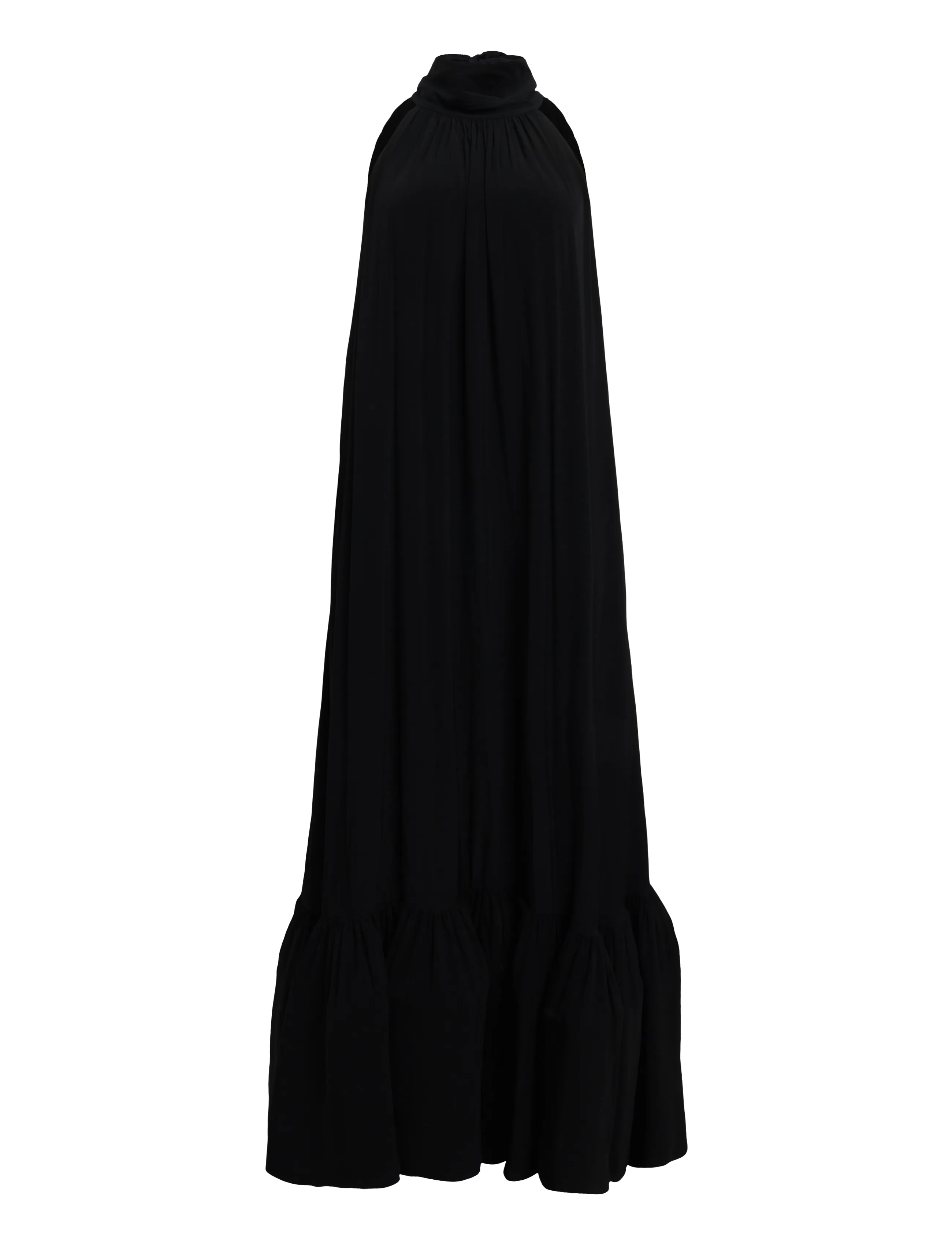 Malina - Lykke Halterneck Ruffled Maxi Dress - sommerkleider - black - 1