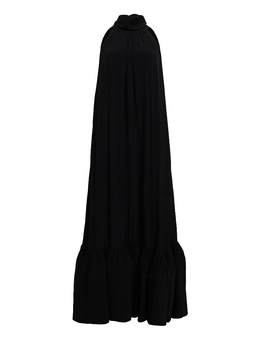 Malina - Lykke Halterneck Ruffled Maxi Dress - sommerkleider - black - 1
