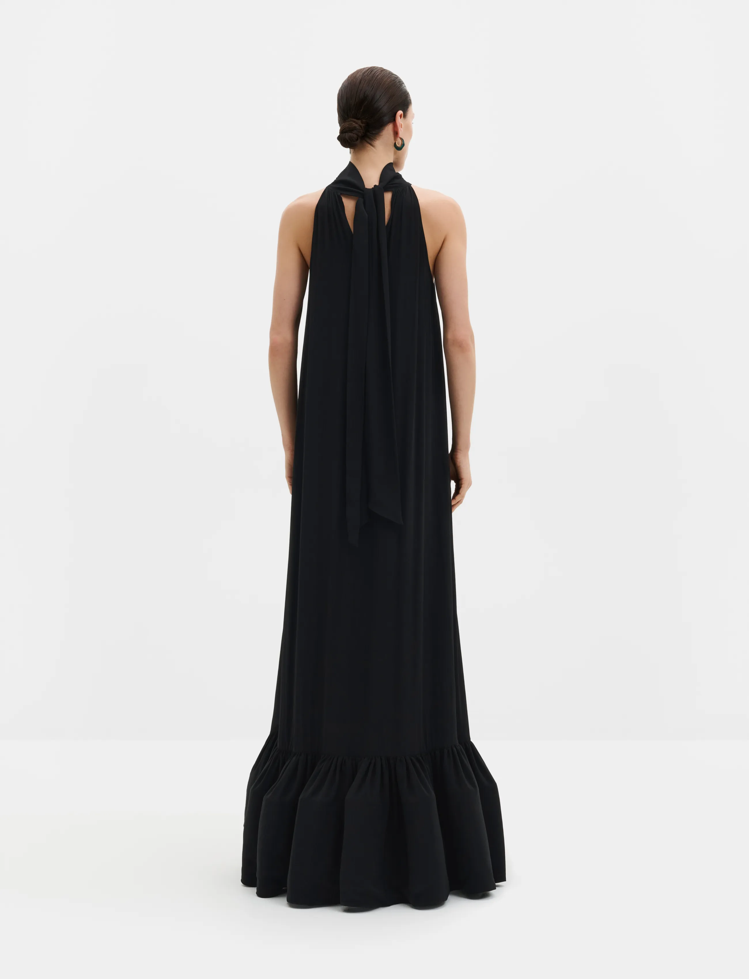 Malina - Lykke Halterneck Ruffled Maxi Dress - sommarklänningar - black - 2