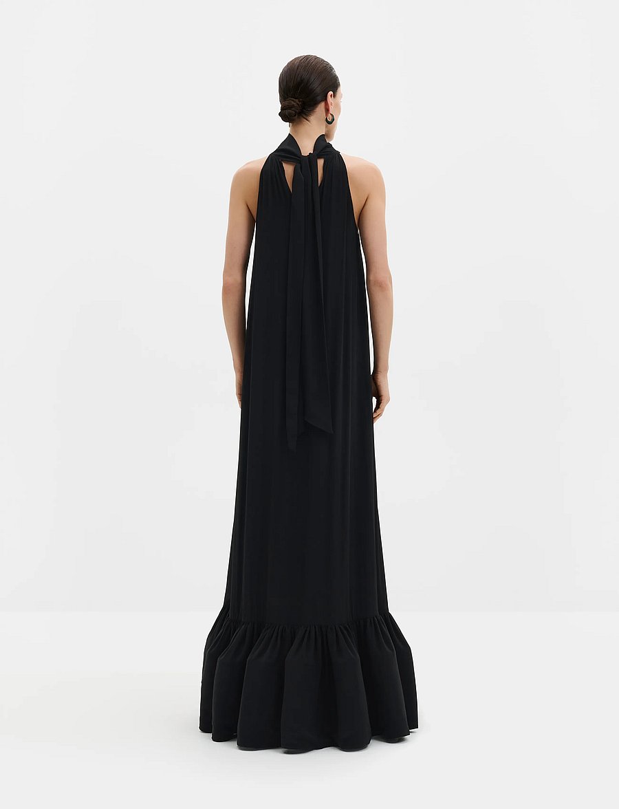 Malina - Lykke Halterneck Ruffled Maxi Dress - sommerkleider - black - 2