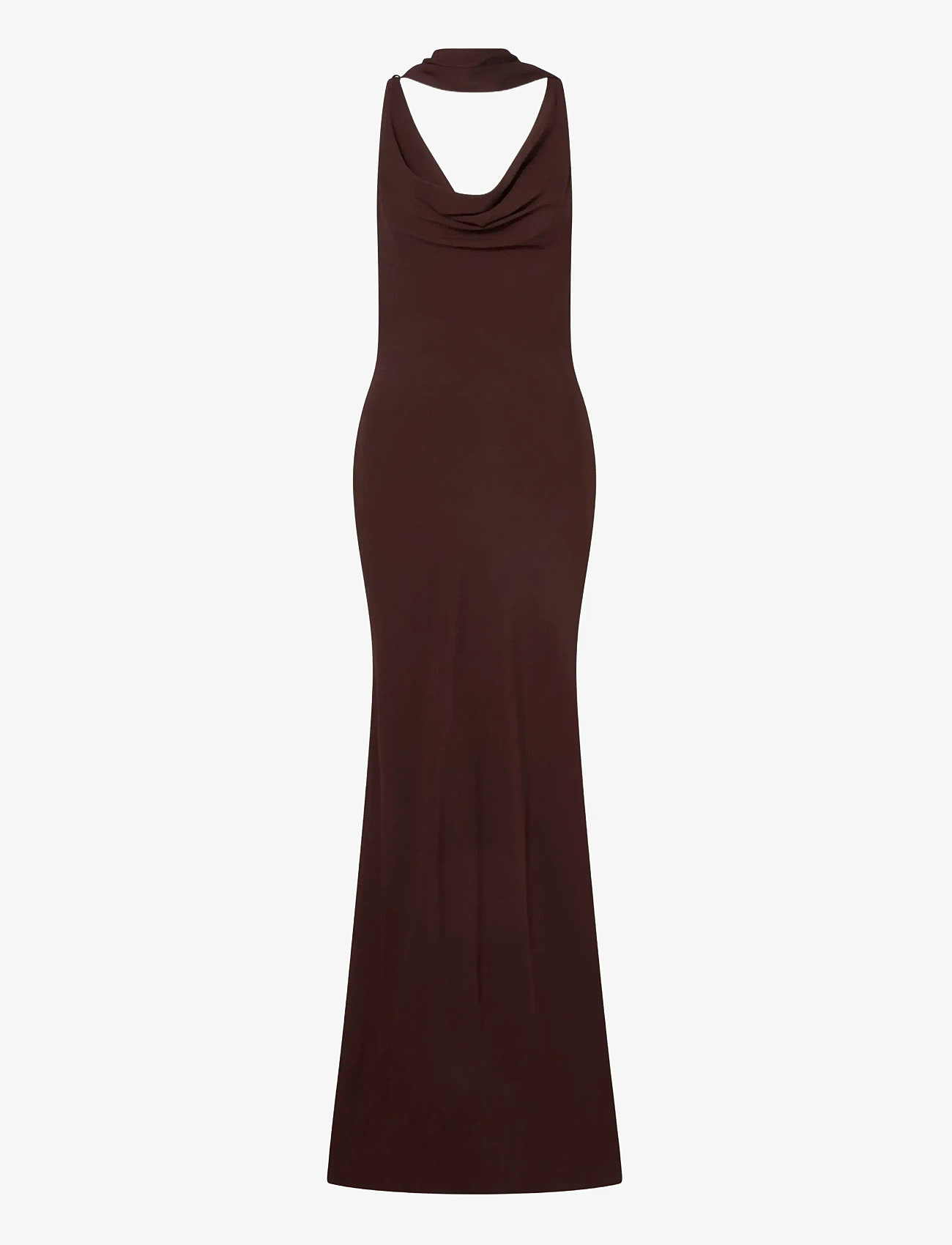 Malina - Vida Cowl Neck Scarf Maxi Dress - maxi kjoler - espresso - 1