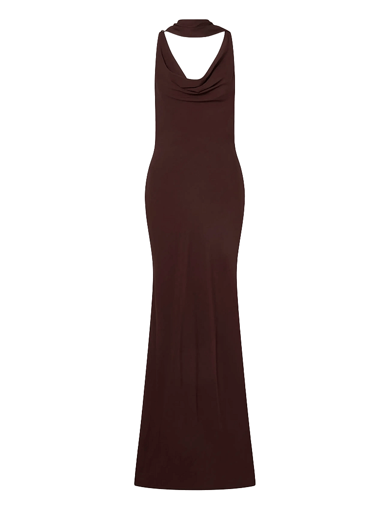 Malina - Vida Cowl Neck Scarf Maxi Dress - maxi kjoler - espresso - 1
