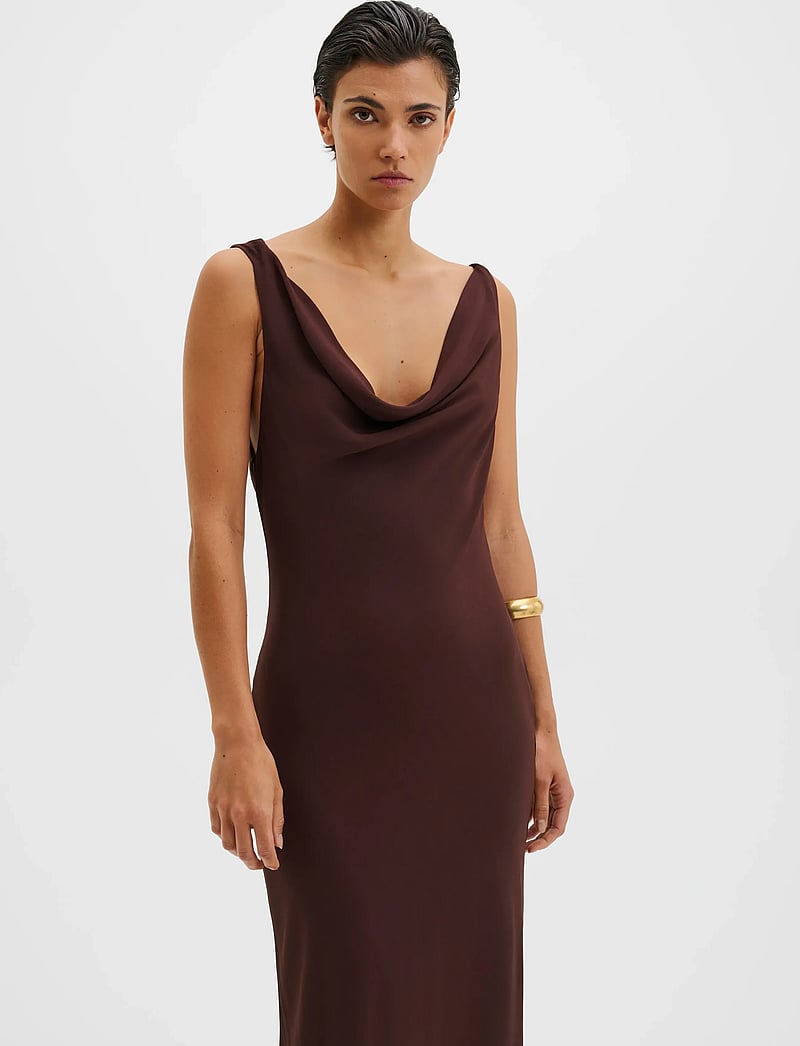 Malina - Vida Cowl Neck Scarf Maxi Dress - maxi kjoler - espresso - 2