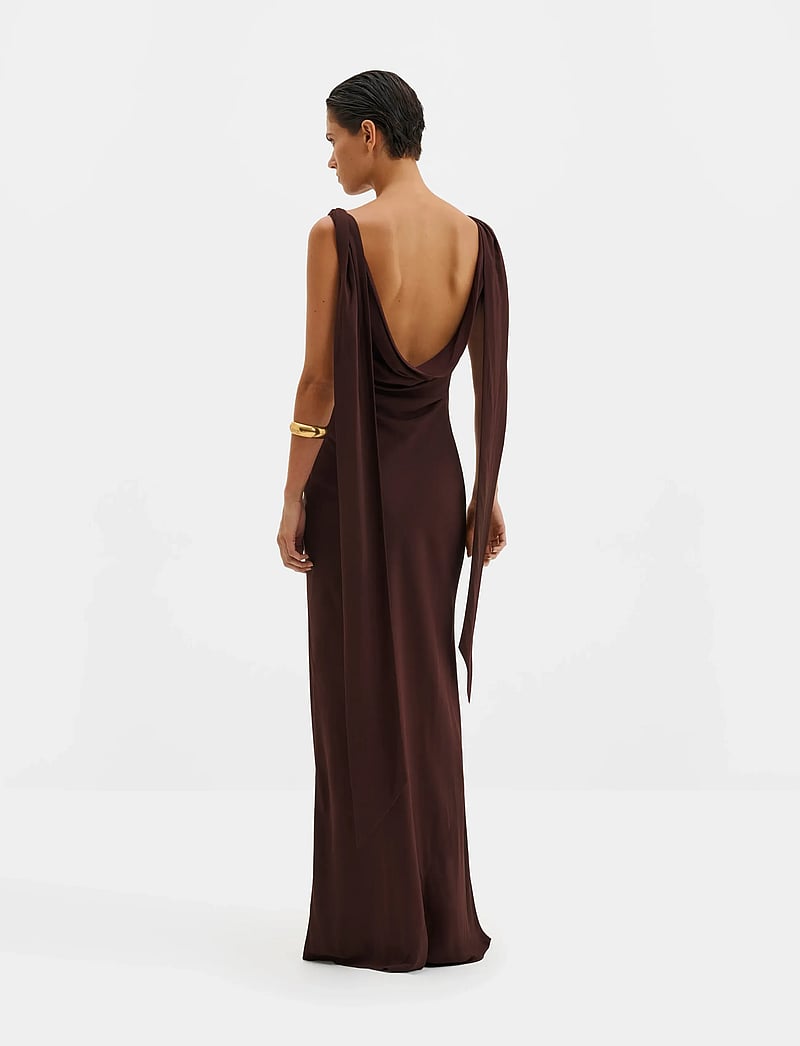 Malina - Vida Cowl Neck Scarf Maxi Dress - maxi kjoler - espresso - 4