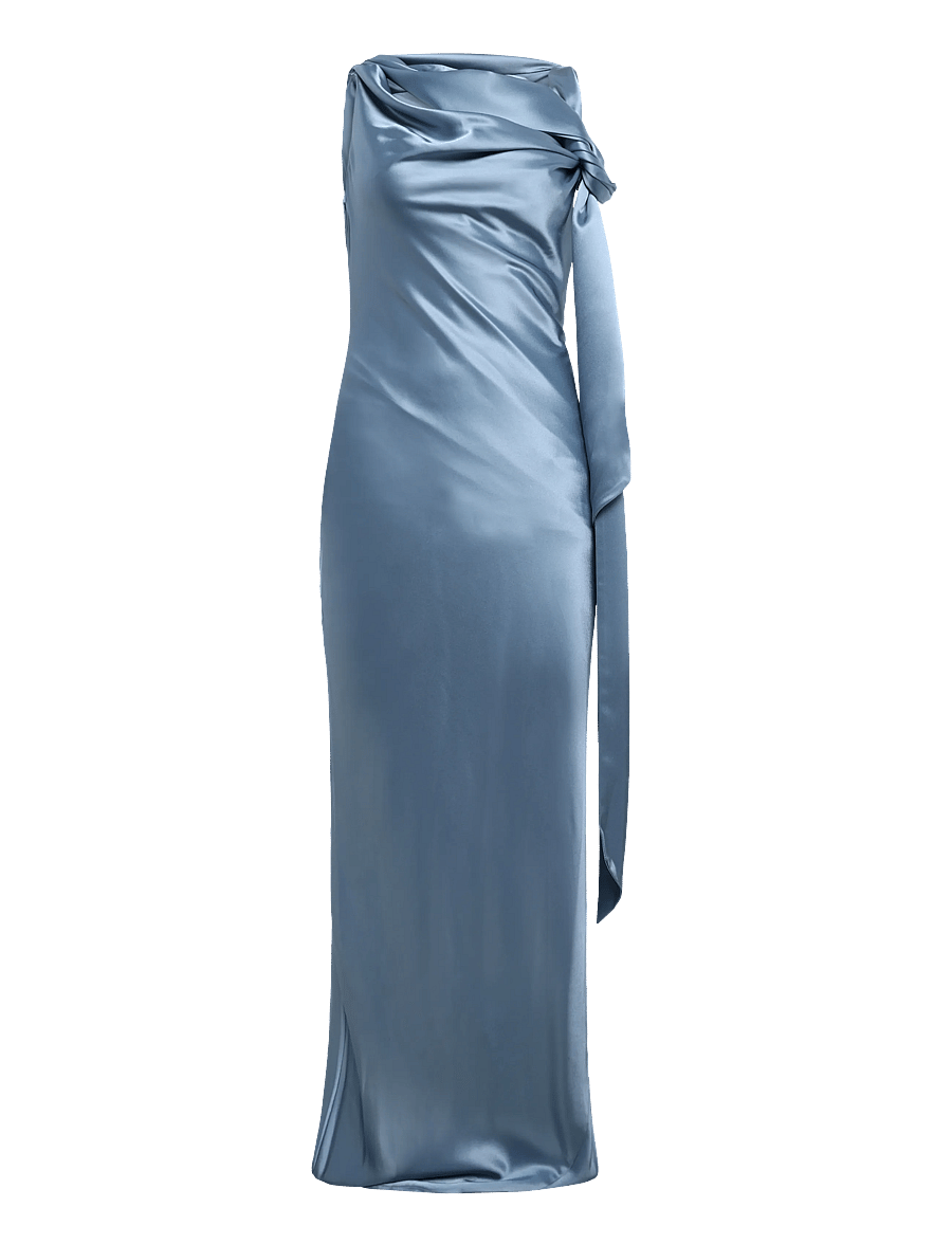 Malina - Vida Cowl Neck Scarf Maxi Dress - maksikleidid - steel blue - 1