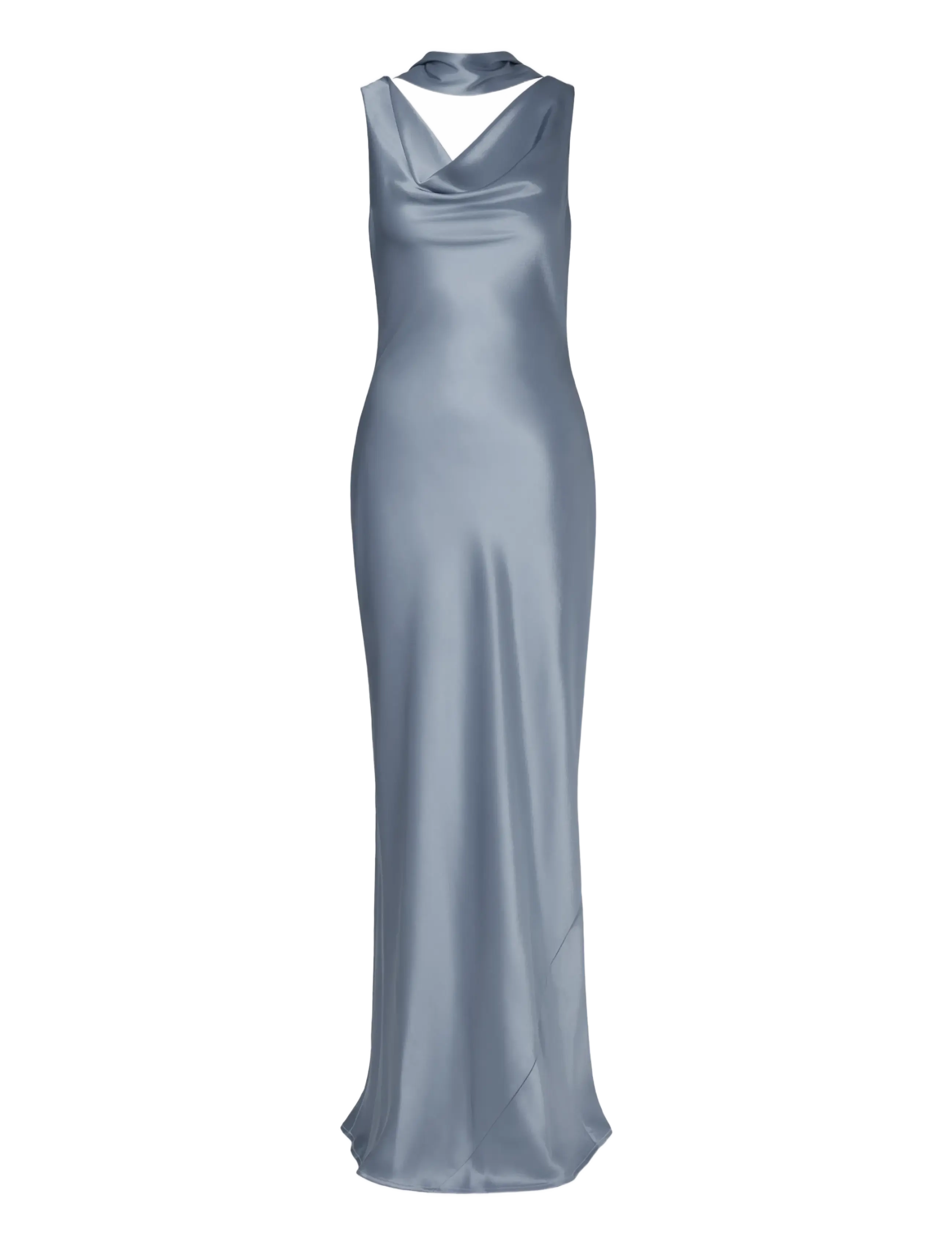 Malina - Vida Cowl Neck Scarf Maxi Dress - maxiklänningar - steel blue - 1