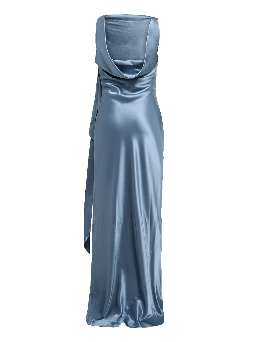 Malina - Vida Cowl Neck Scarf Maxi Dress - maksikleidid - steel blue - 2