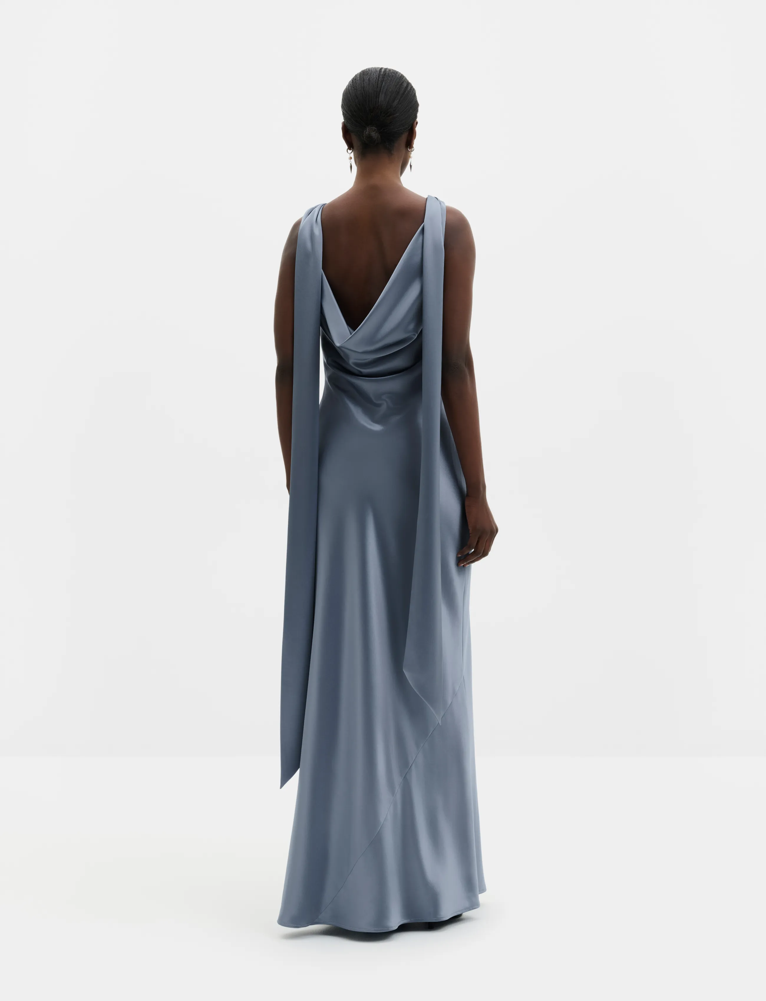 Malina - Vida Cowl Neck Scarf Maxi Dress - maxiklänningar - steel blue - 2