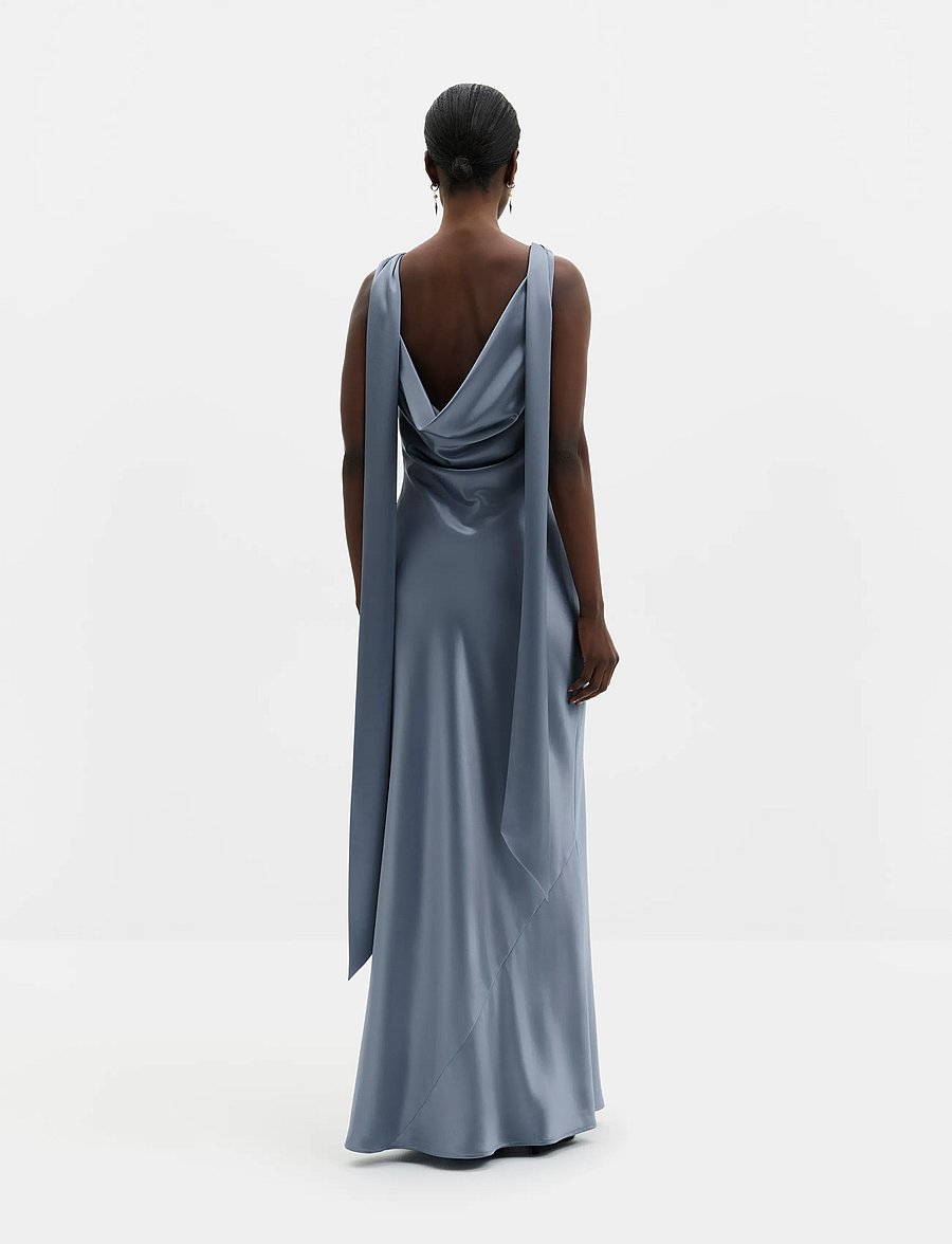 Malina - Vida Cowl Neck Scarf Maxi Dress - maxiklänningar - steel blue - 2