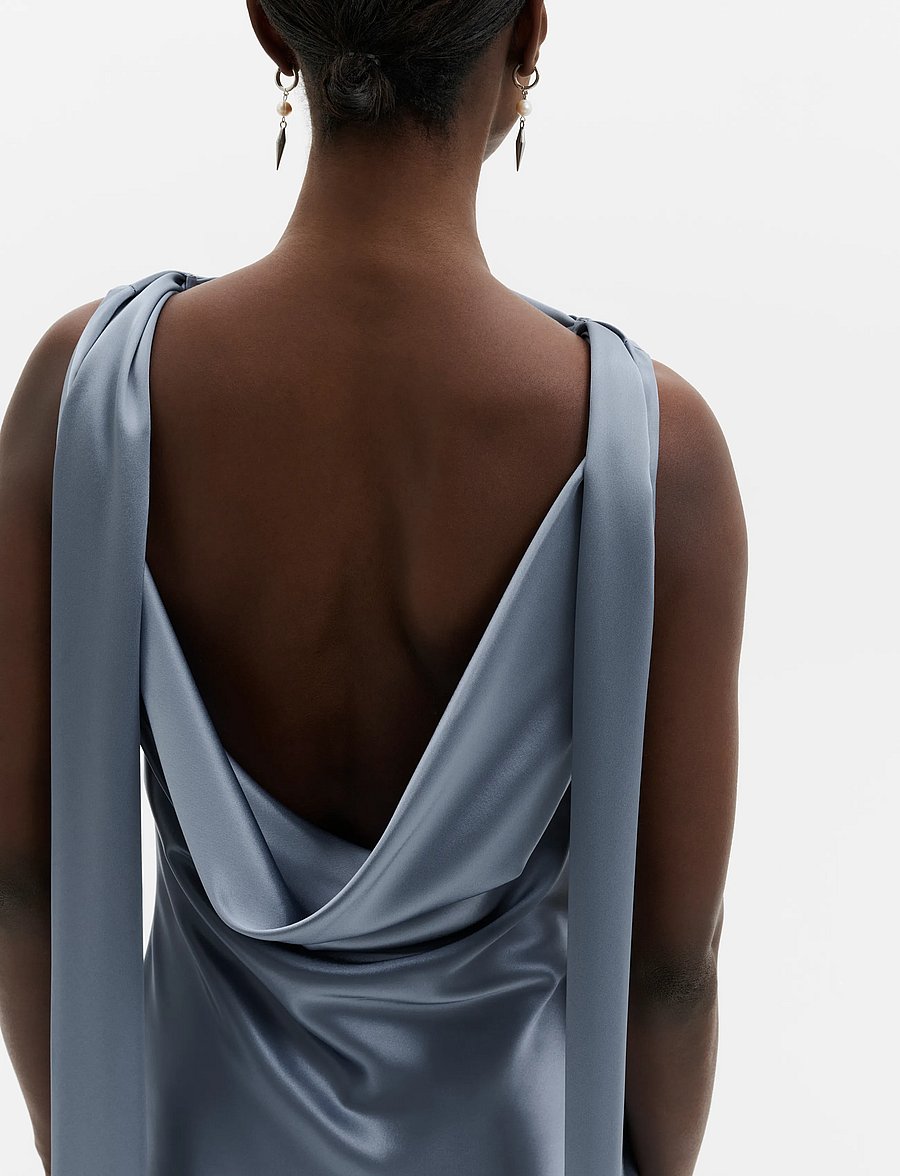 Malina - Vida Cowl Neck Scarf Maxi Dress - maxiklänningar - steel blue - 3