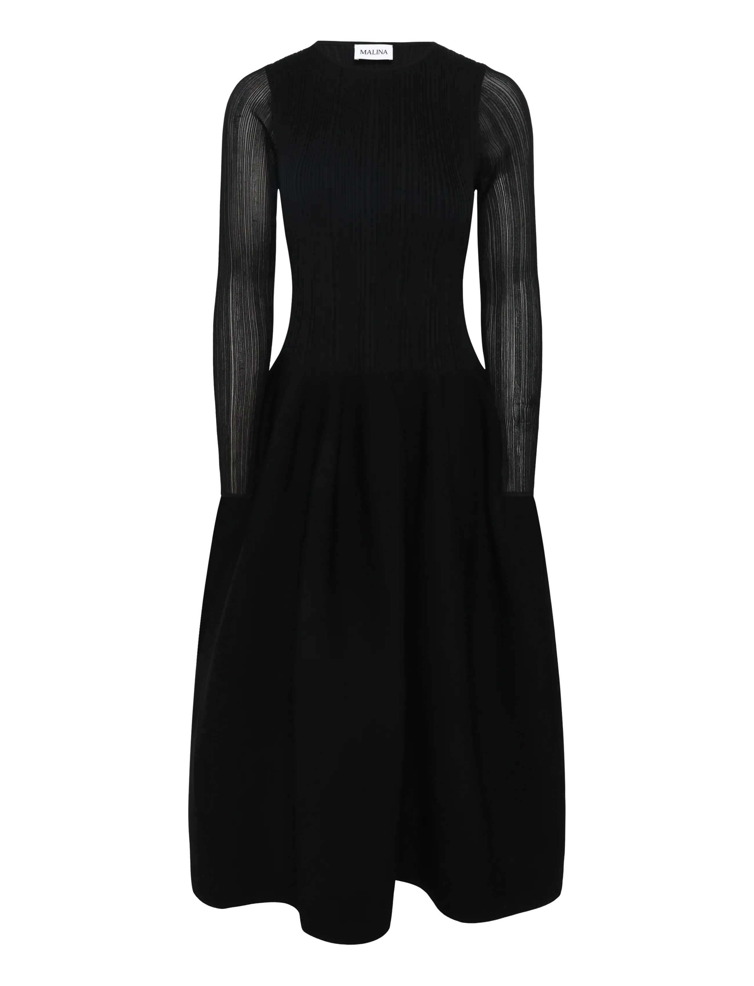 Malina - Elona Voluminous Skirt Knitted Midi Dress - cocktailkleider - black - 1