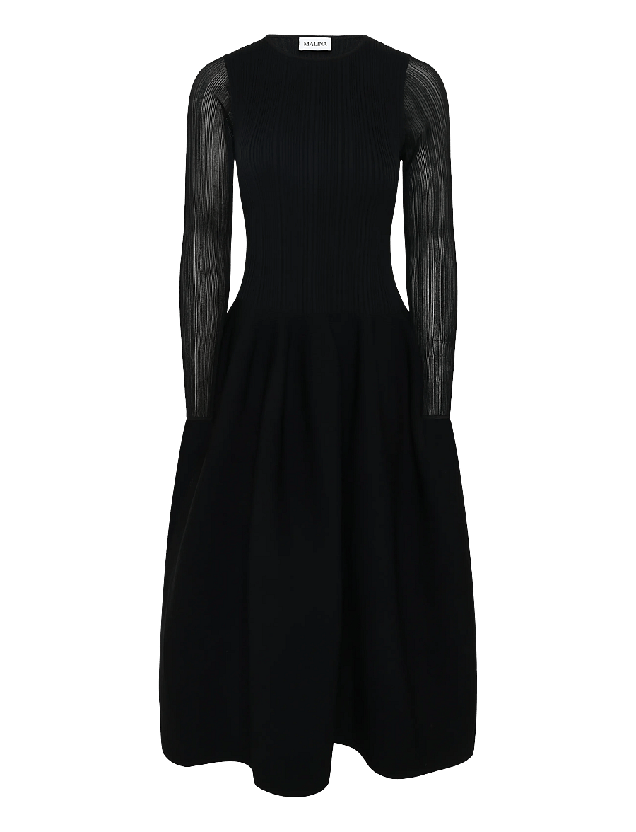 Malina - Elona Voluminous Skirt Knitted Midi Dress - cocktailkleider - black - 1