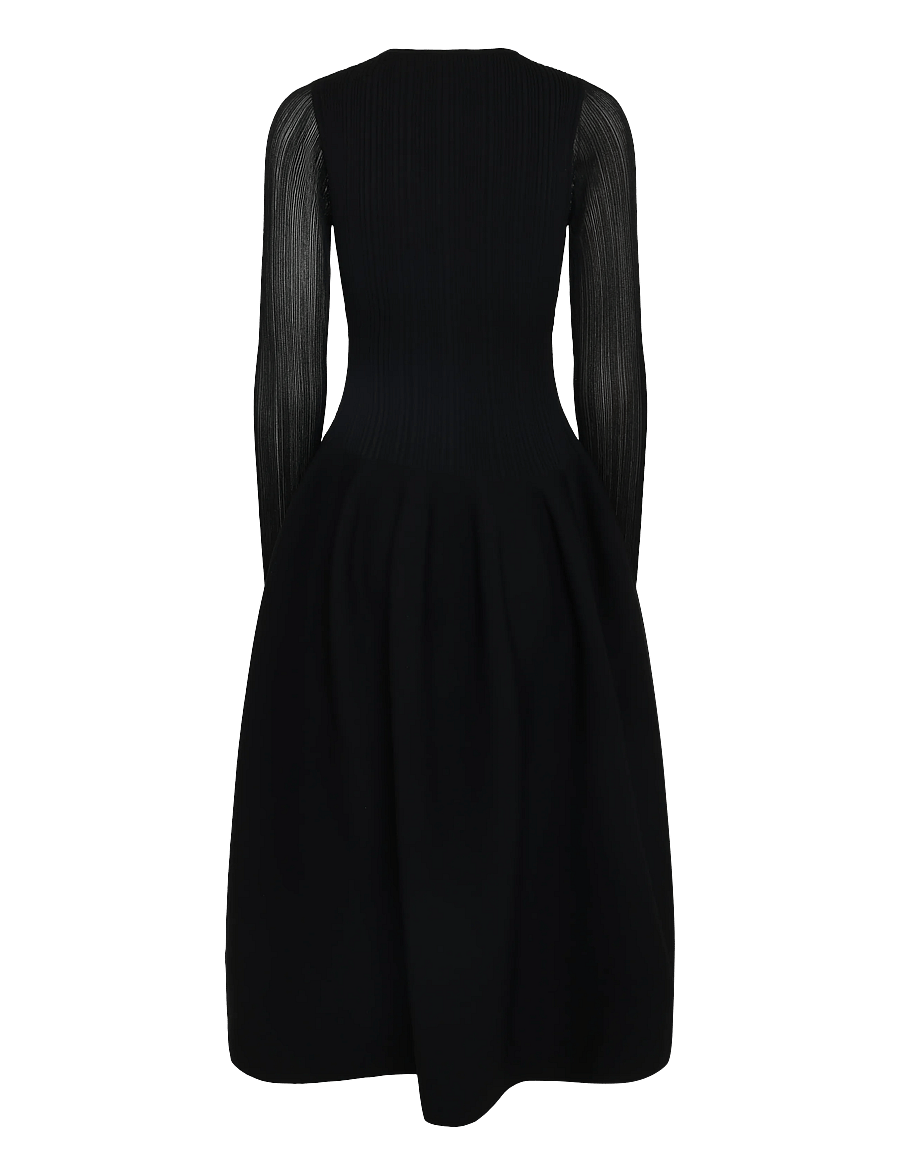 Malina - Elona Voluminous Skirt Knitted Midi Dress - cocktailkleider - black - 2