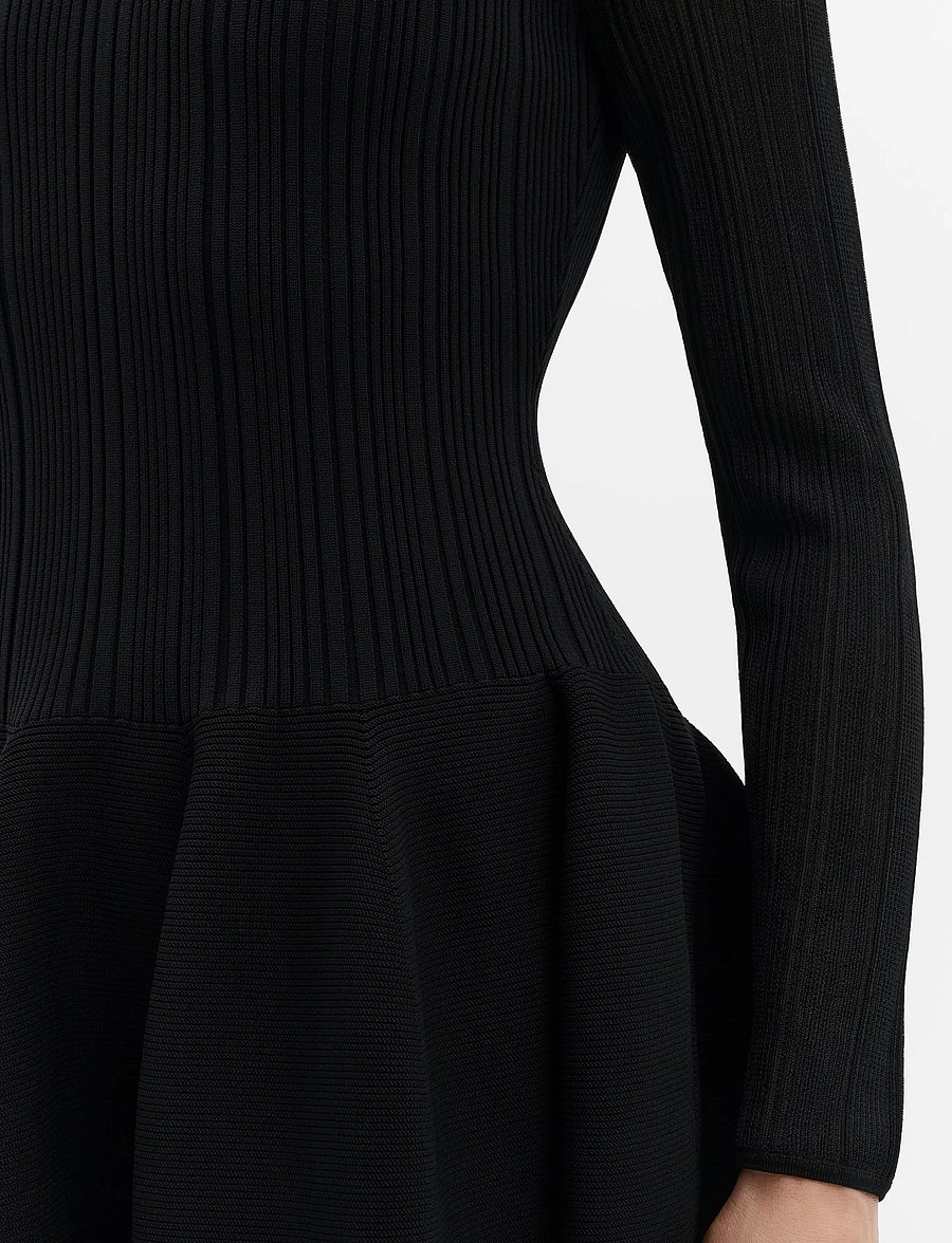 Malina - Elona Voluminous Skirt Knitted Midi Dress - cocktailklänningar - black - 3