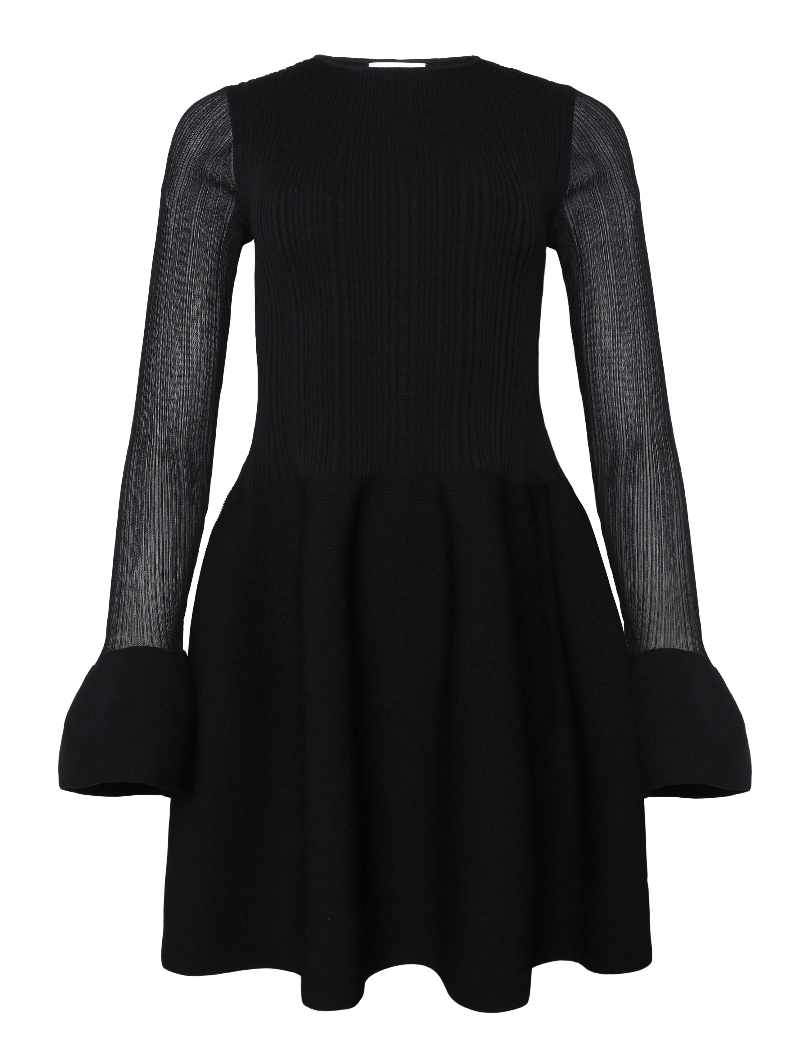 Malina - Elona Voluminous Skirt Knitted Mini Dress - kootud kleidid - black - 1