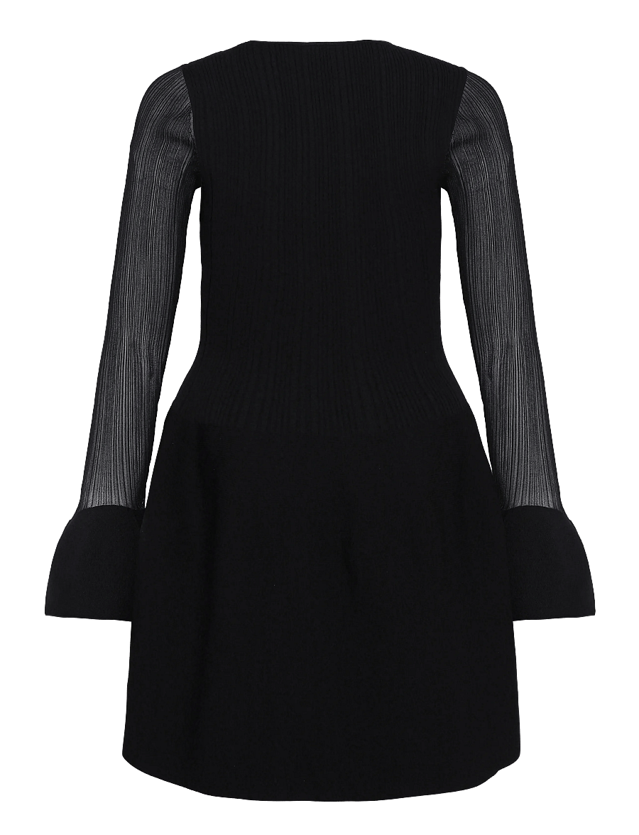 Malina - Elona Voluminous Skirt Knitted Mini Dress - kootud kleidid - black - 2