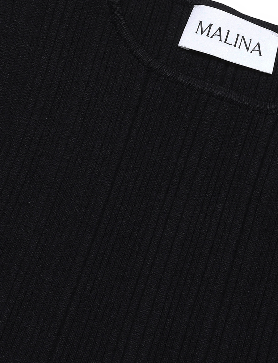 Malina - Elona Voluminous Skirt Knitted Mini Dress - kootud kleidid - black - 5