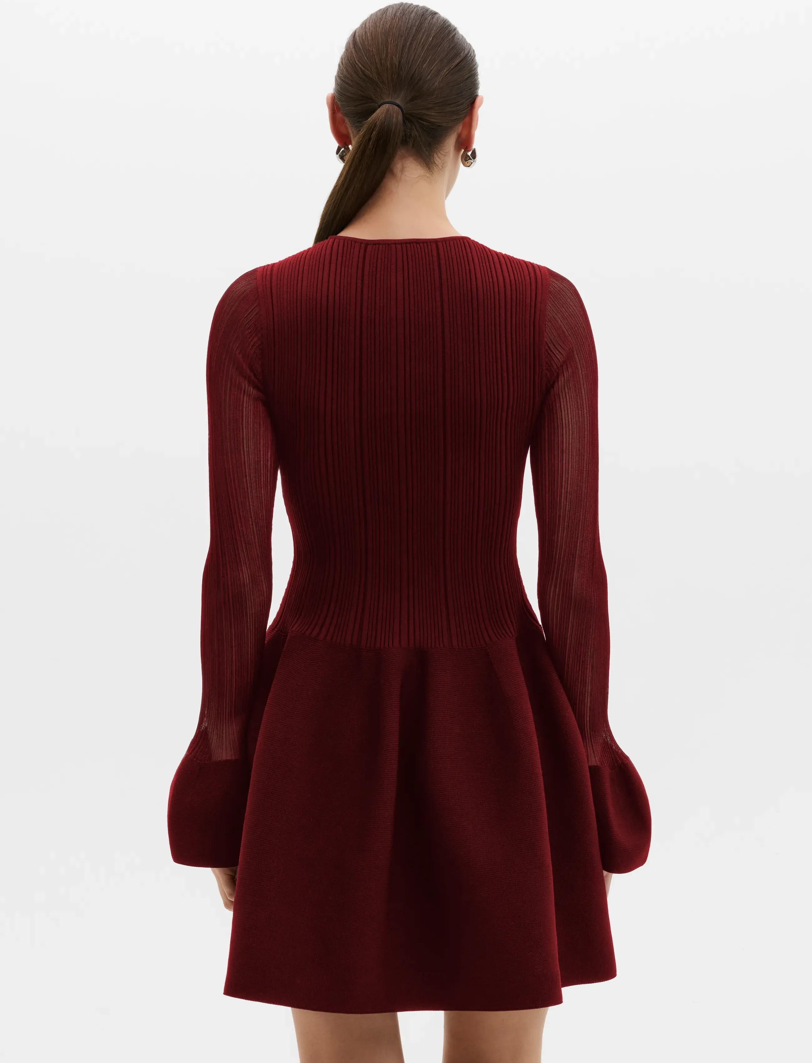 Malina - Elona Voluminous Skirt Knitted Mini Dress - strickkleider - ruby - 2