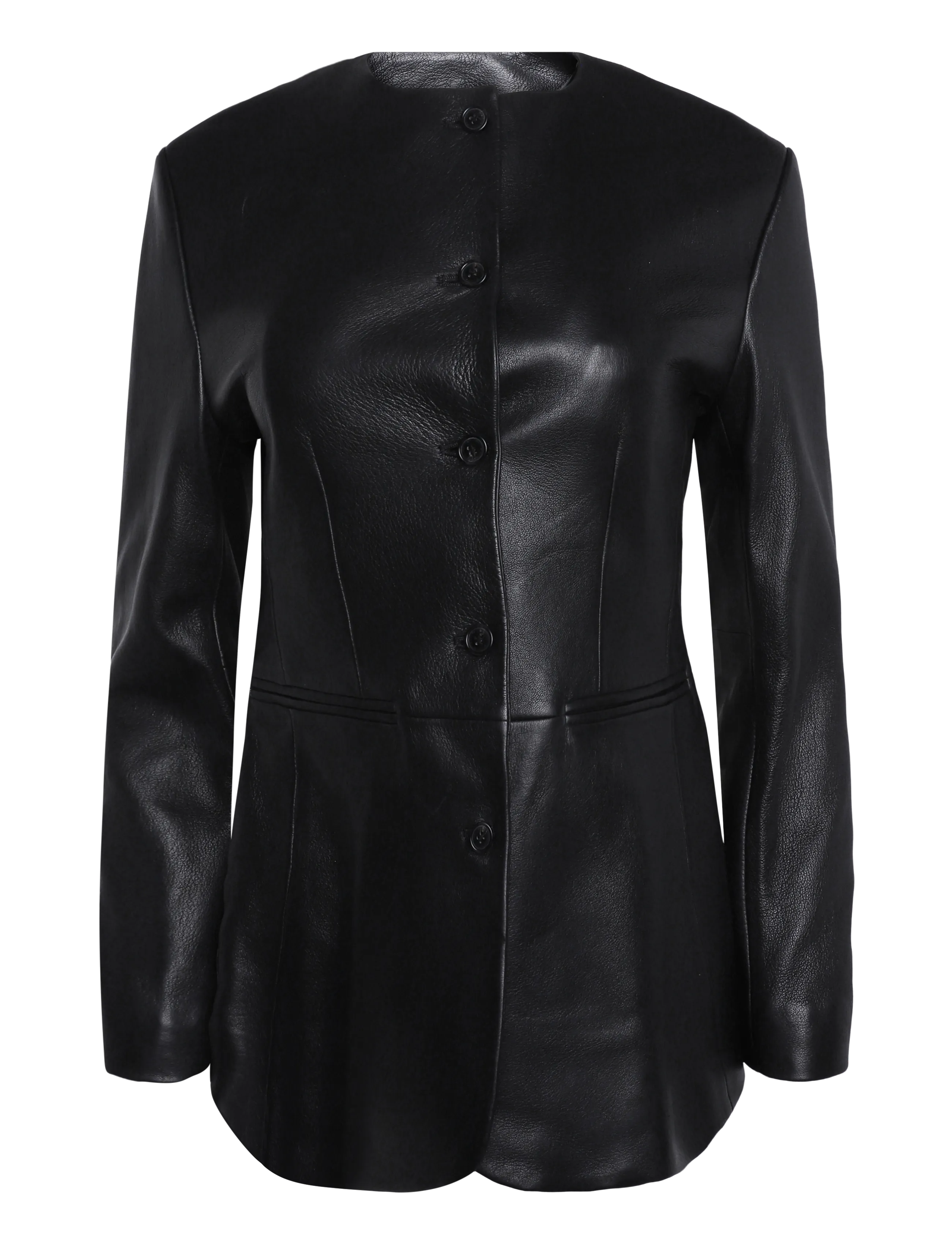 Malina - Carol Fitted Leather Blazer - single breasted blazers - black - 1