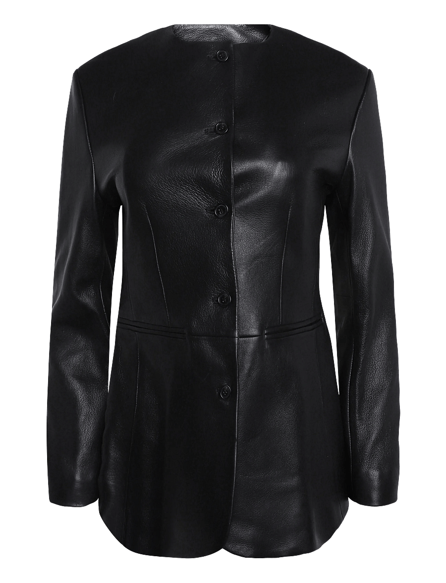 Malina - Carol Fitted Leather Blazer - einreihige blazer - black - 1