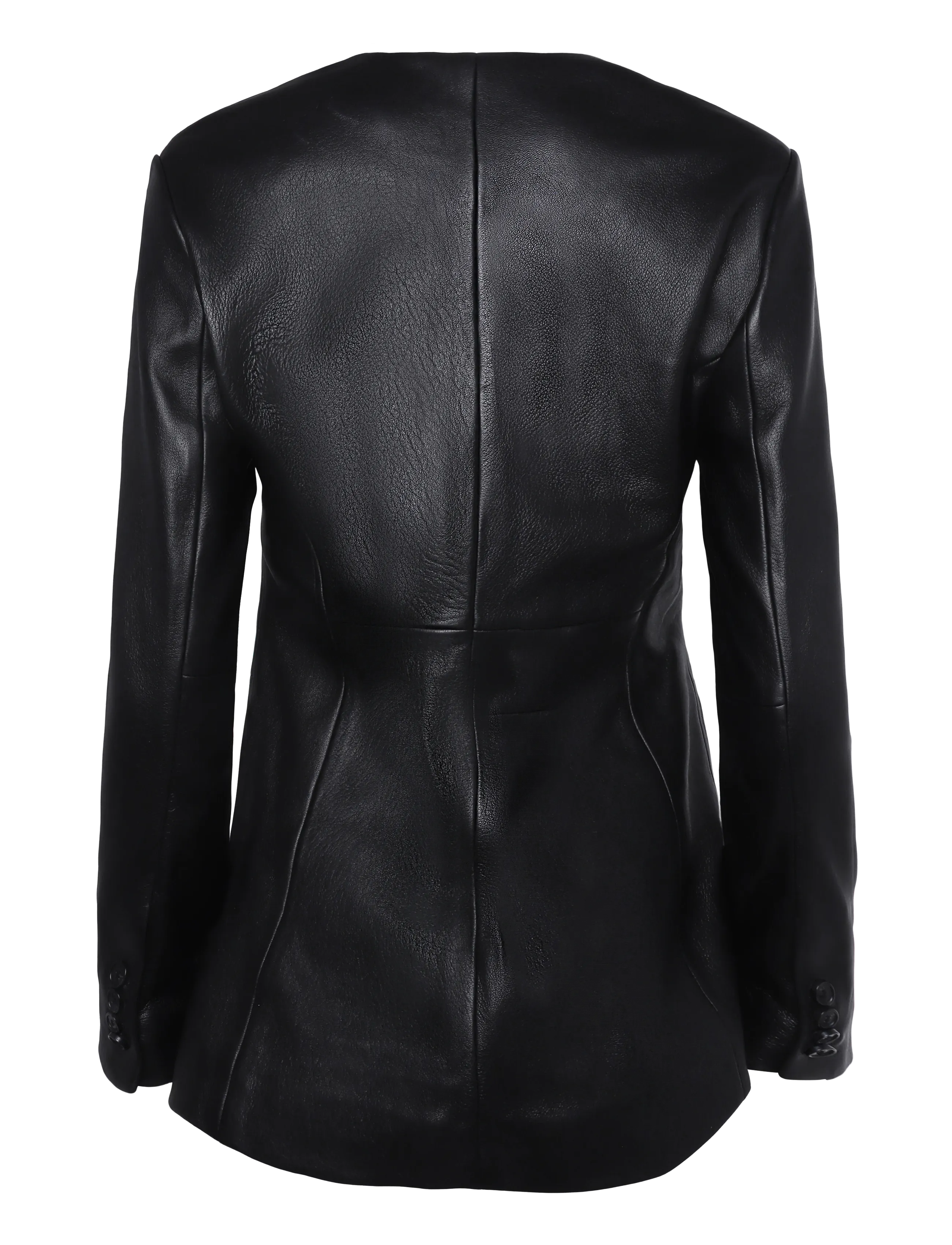 Malina - Carol Fitted Leather Blazer - single breasted blazers - black - 2