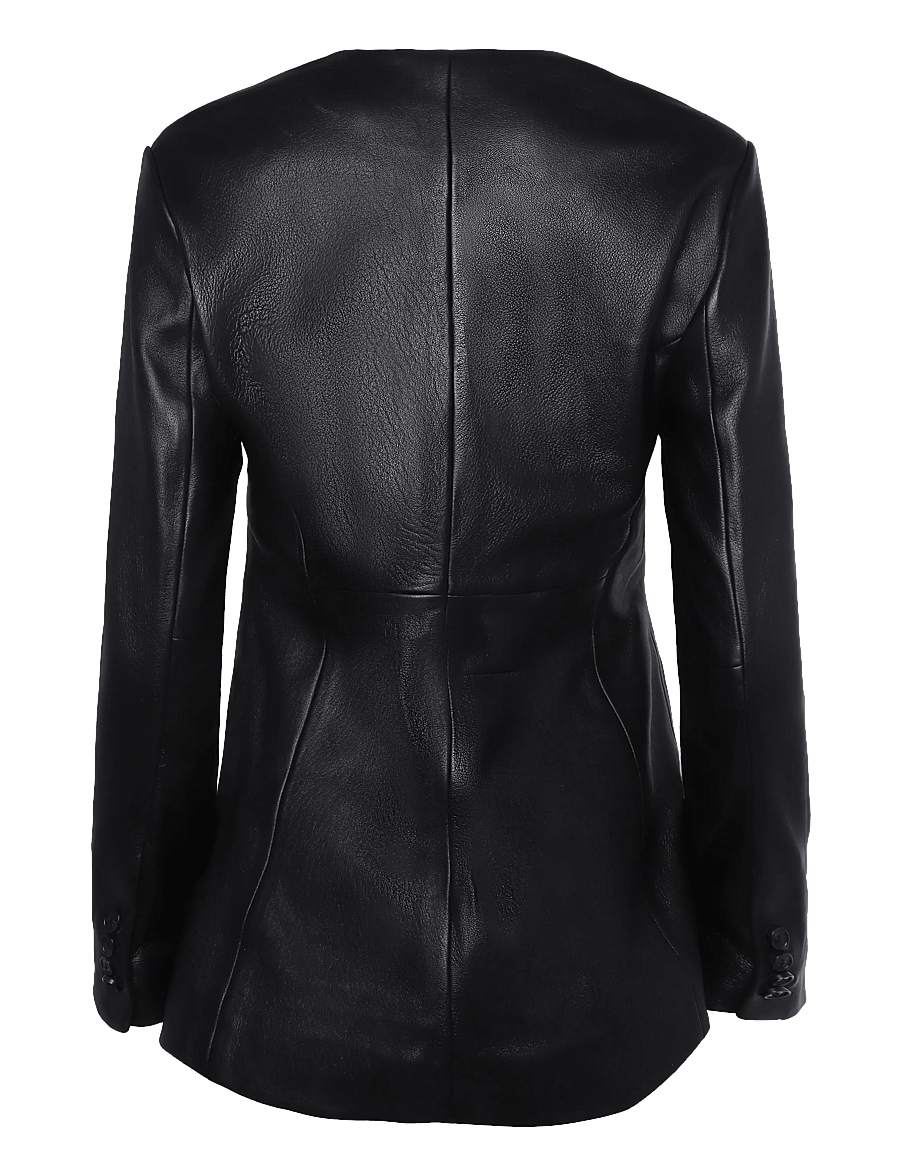 Malina - Carol Fitted Leather Blazer - einreihige blazer - black - 2