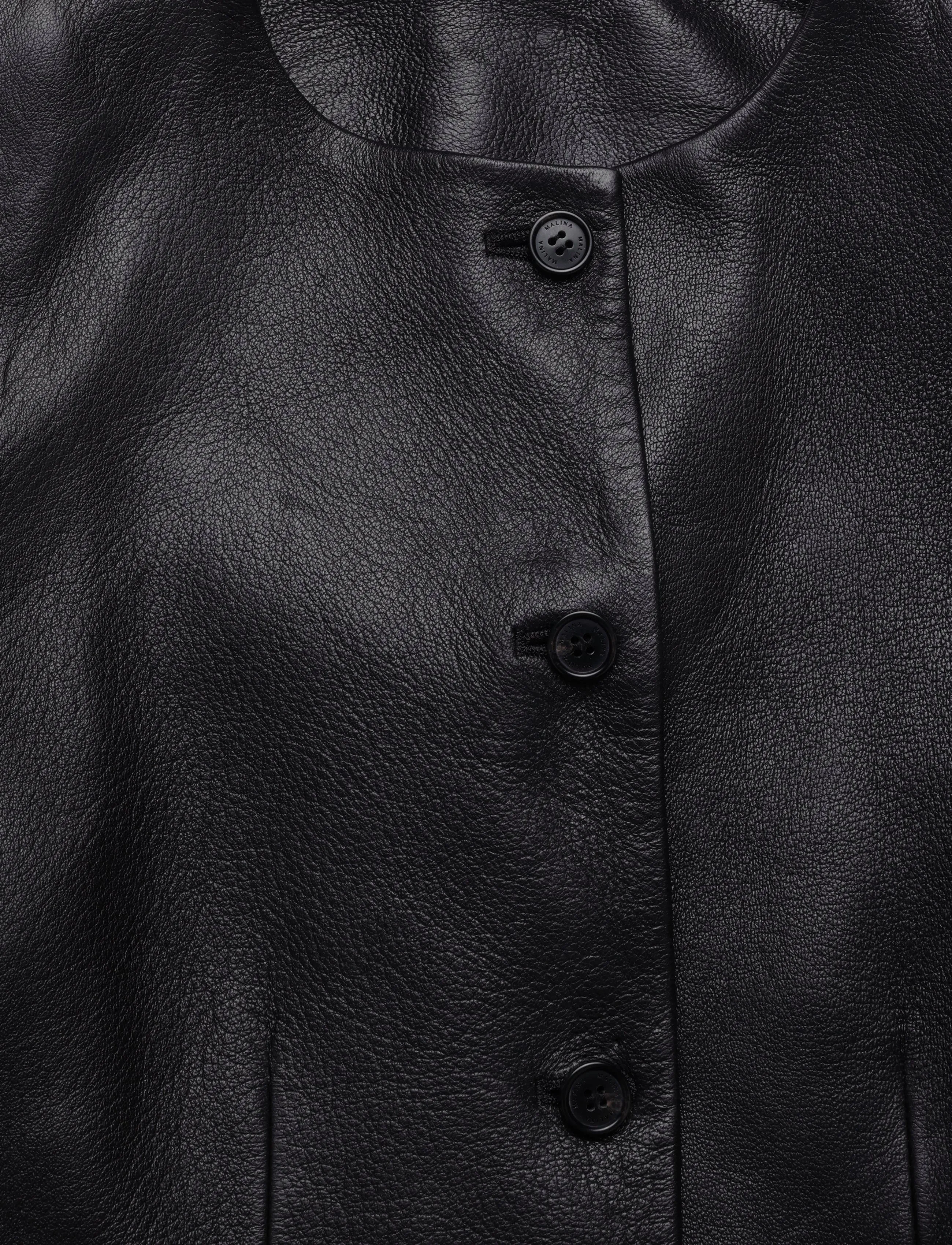 Malina - Carol Fitted Leather Blazer - single breasted blazers - black - 5