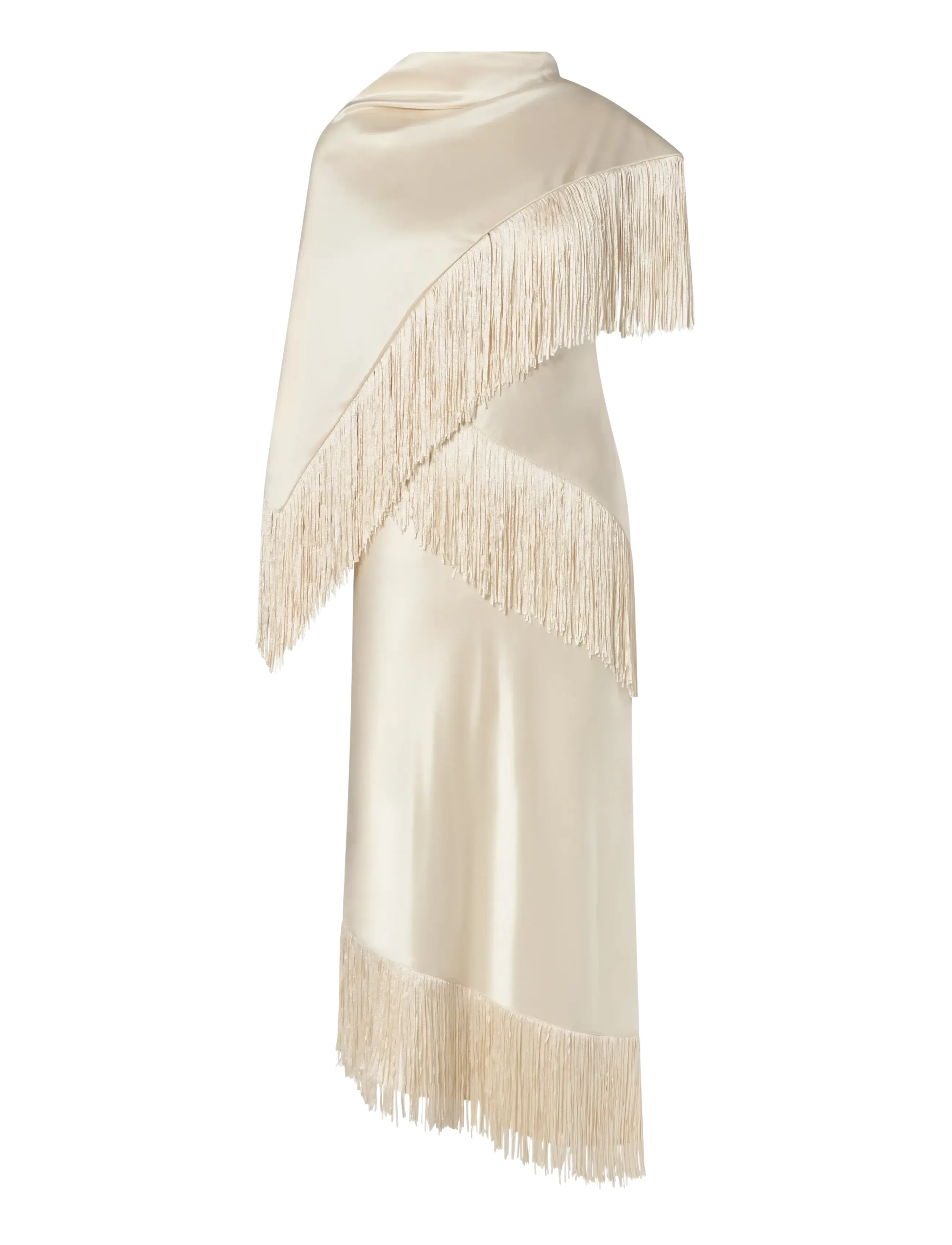 Malina - Nalia Fringe Satin Scarf - pearl - 2