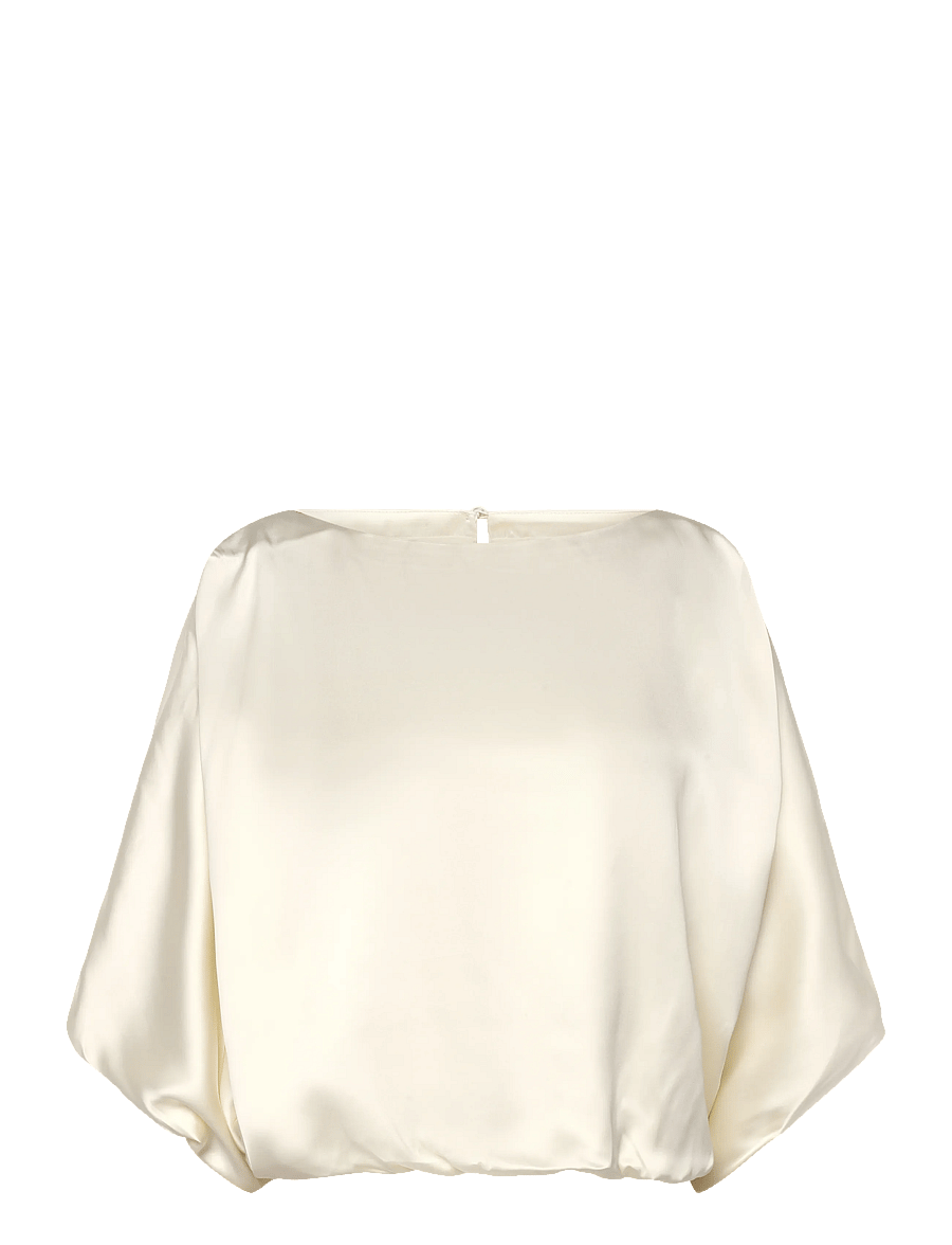 Malina - Havanna Boat-Neck Puff-Sleeve Blouse - palaidinės trumpomis rankovėmis - pearl - 1