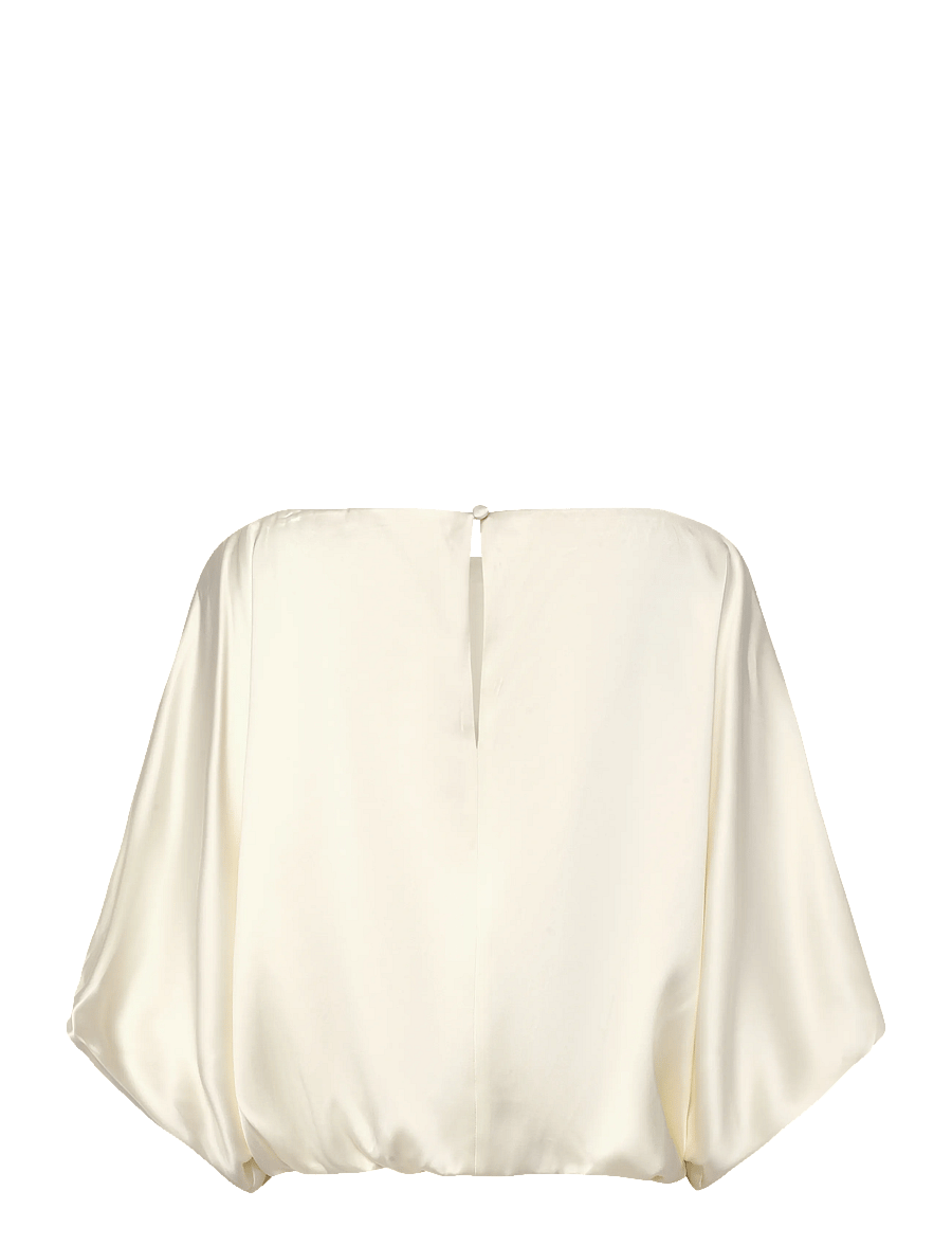 Malina - Havanna Boat-Neck Puff-Sleeve Blouse - palaidinės trumpomis rankovėmis - pearl - 2