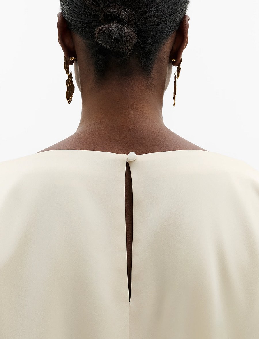 Malina - Havanna Boat-Neck Puff-Sleeve Blouse - pearl - 0