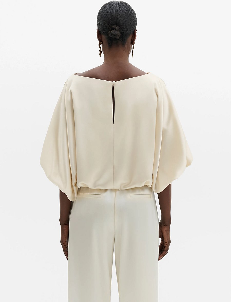 Malina - Havanna Boat-Neck Puff-Sleeve Blouse - pearl - 2