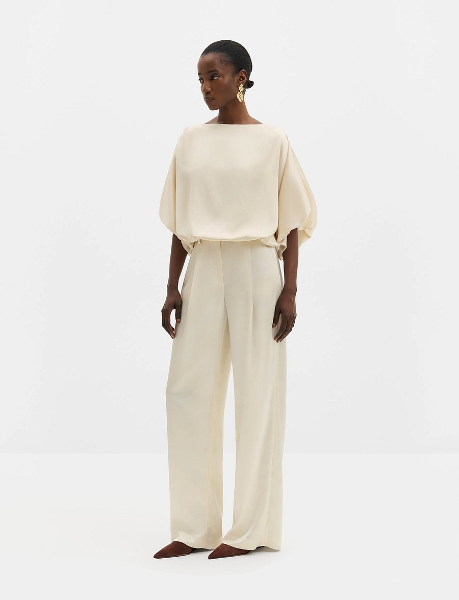 Malina - Havanna Boat-Neck Puff-Sleeve Blouse - pearl - 3